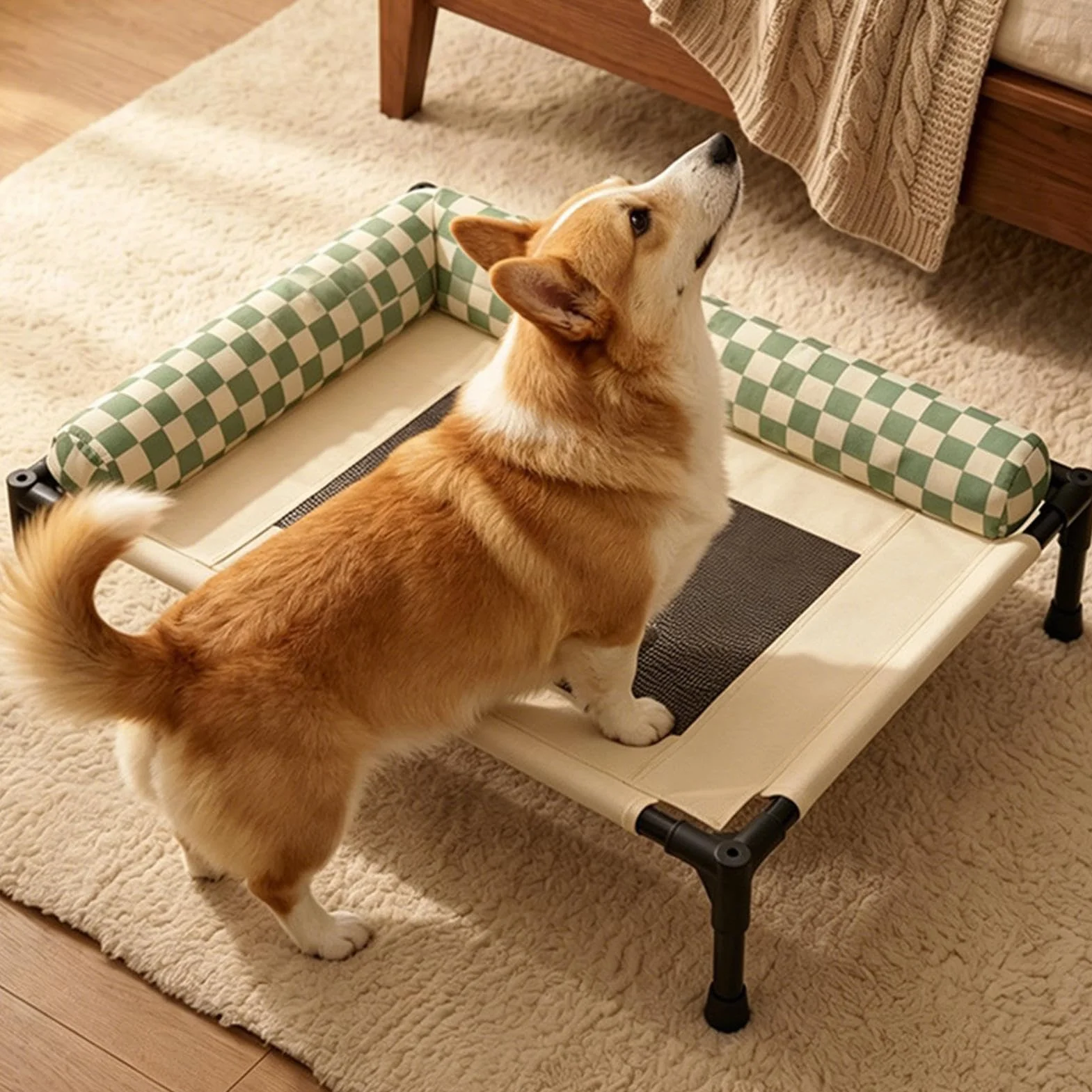 Generico Erhöhtes Hundebett Off Ground – Atmungsaktiv Abnehmbar Waschbar Haustierliege | Erhöhtes Tierbett Für Hunde Katzen Unter 13,6 Kg – Indoor Outdoor Kühlung Camping Garten Komfort Schlafplatz