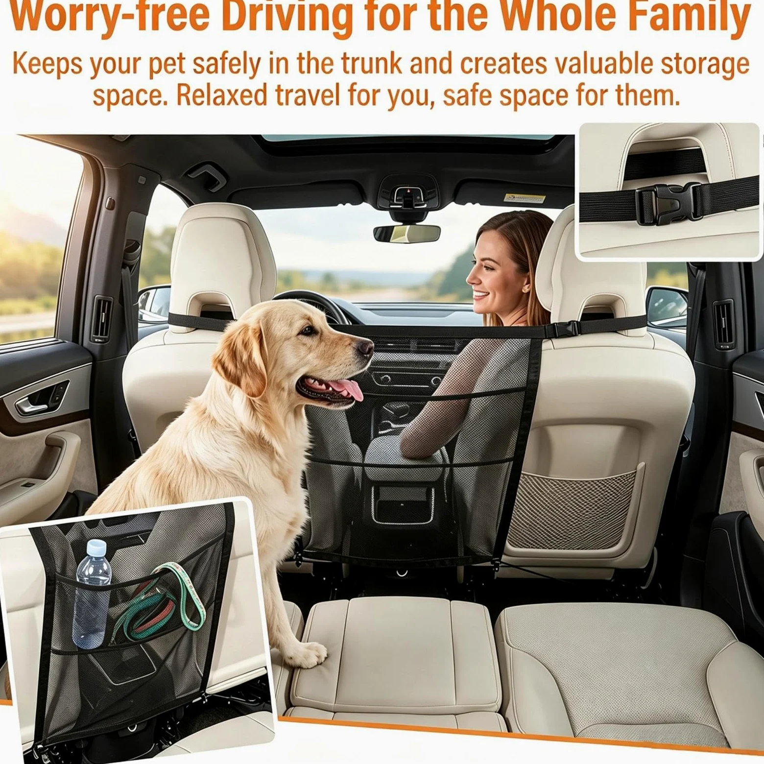 Rete per Cani per Auto per Maserati Quattroporte/Grecale/MC20 | Rete Divisoria per Cani Auto Regolabile Griglia per Cani per Auto Traspirante Barriera Sicurezza per Animali Rete