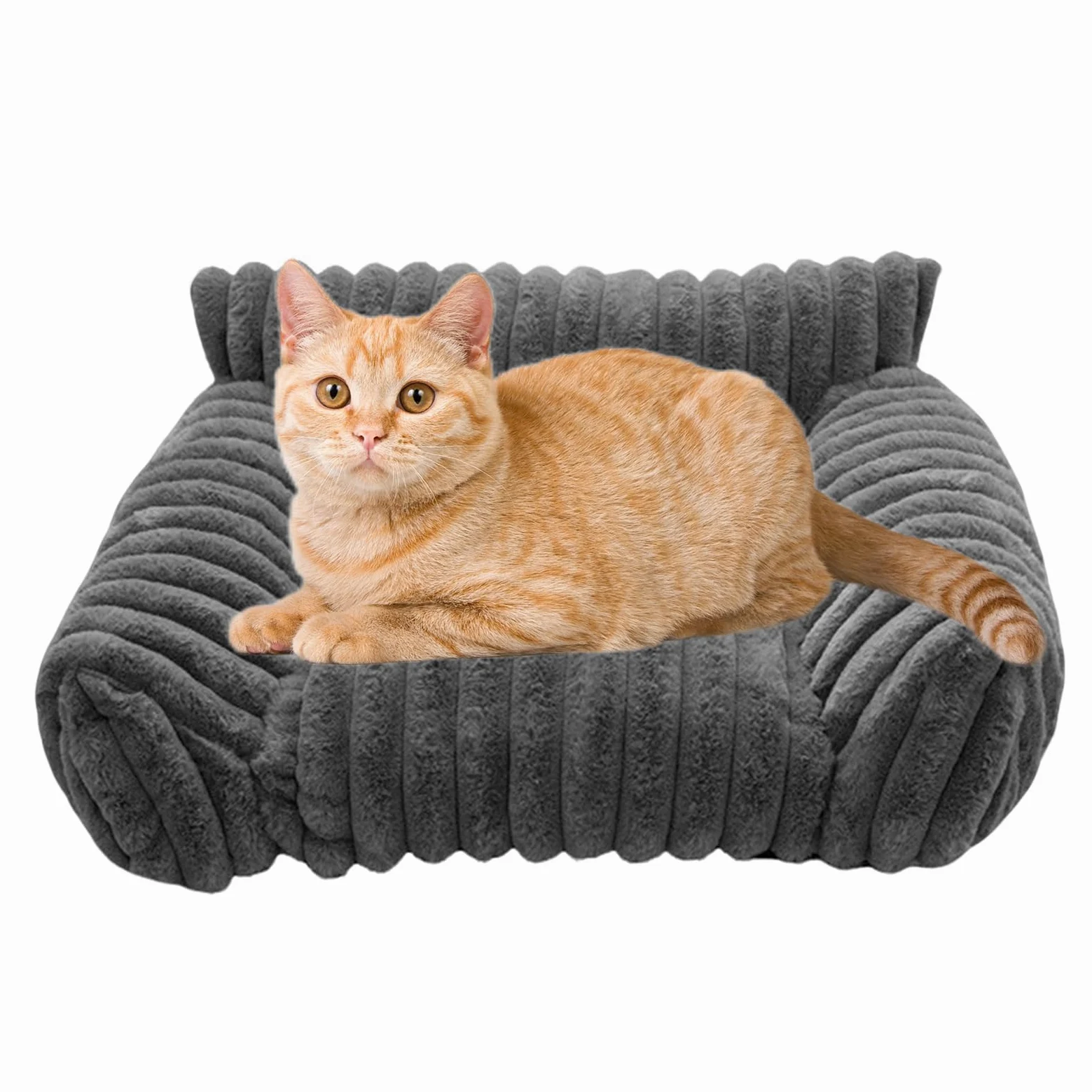 Generico Cat Sofa Beds, Plush Pet Couch, 19.69x15.75x7.87 Inches Portable Comfortable Gray, Chew Proof Sofa Bed, Daily Use, Dogs, and Cats, Patio, Bedroom, Travel, Car, Living Room, Apartment