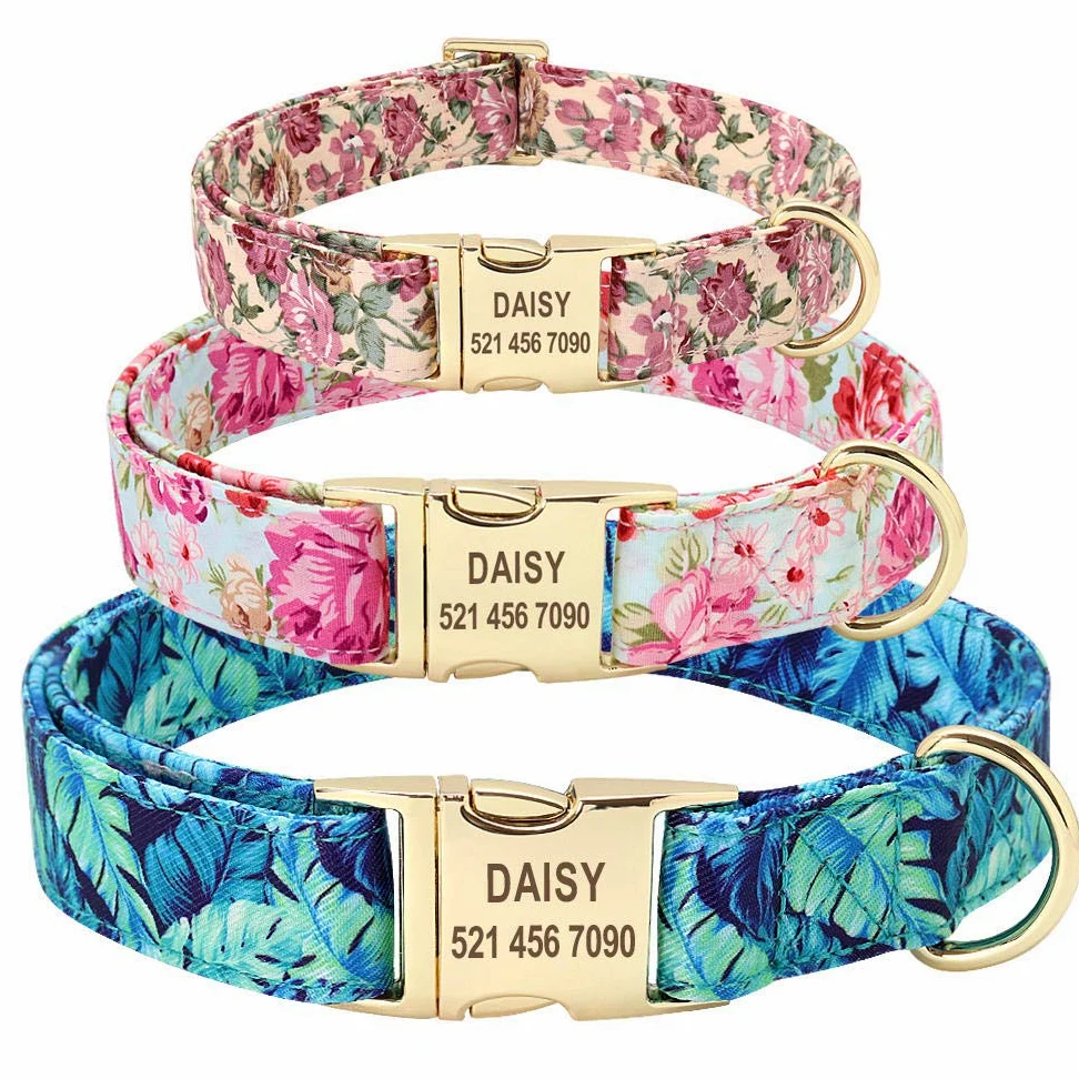 Collare per cane Collare personalizzato con targhetta per cuccioli di animali domestici Collari personalizzati per cani di taglia piccola in nylon con incisione Regolabile per cani di taglia me