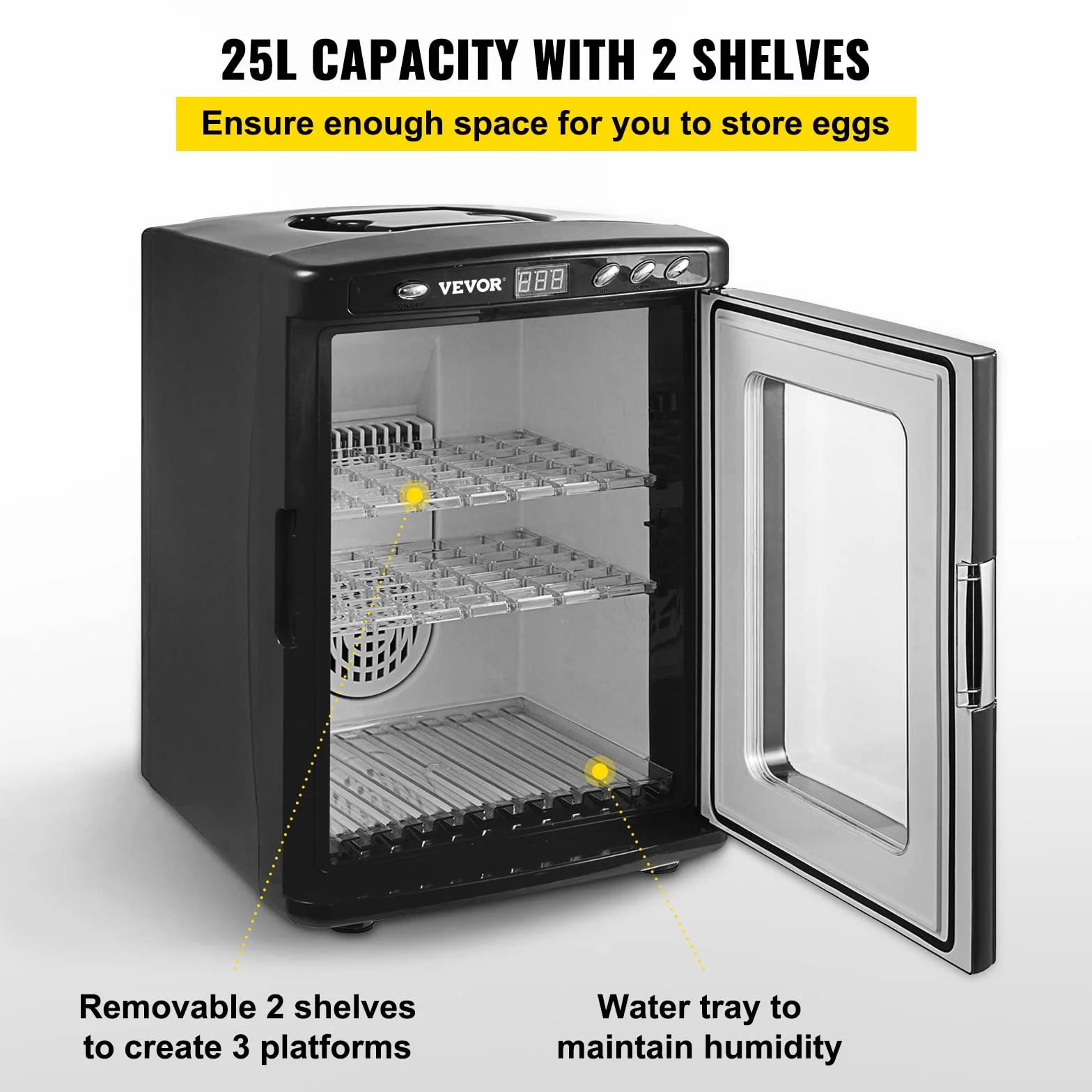 Happybuy Incubatore per Uova per Rettili 25L, Incubatore per Uova per Rettili Neri 5-60 ° C, Espositore per Riscaldamento, Scientifico per Piccoli Rettil, Incubatrice per Uova Automatica, Nero