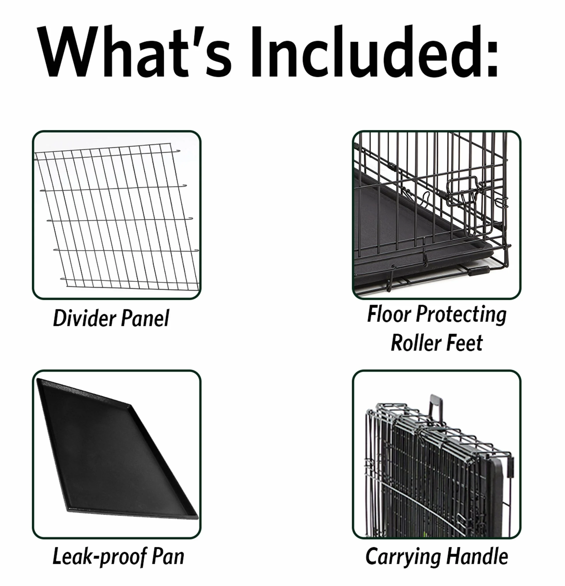 MidWest Homes for Pets Medium Ovation - Gabbia per cani pieghevole a porta singola, 76 cm, salvaspazio, brevettata, padella, a prova di perdite, pannello divisorio, nero