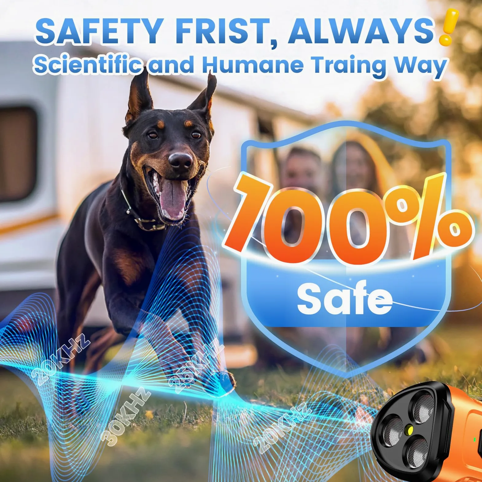 Dog Bark Deterrent Device 3X Anti Barking Device for Dogs, 5 Modes Stop Neighbors Dog Barks No More Safe for All Dogs 50FT Bark Control Indoor Outdoor with Flashlight,Rechargeable Training Device