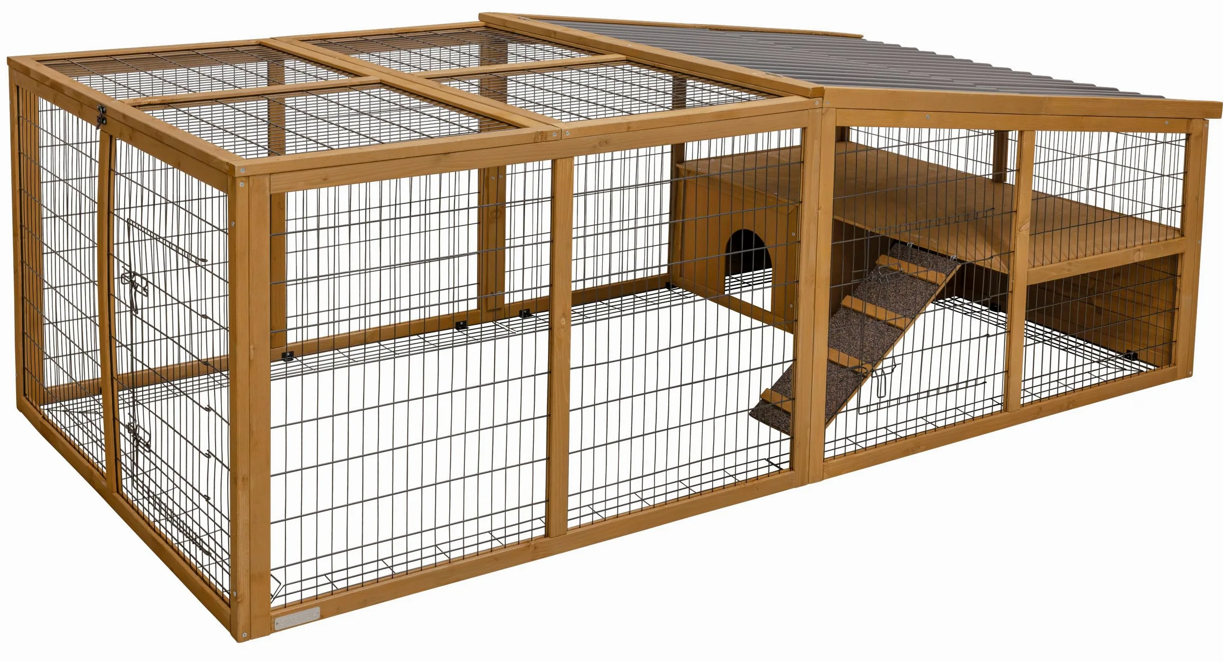 Kerbl Pet Recinto da esterno con barriera di sicurezza, recinto da esterno, recinto, 220x115x75cm, abete rosso, conigli, piccoli animali, coperto