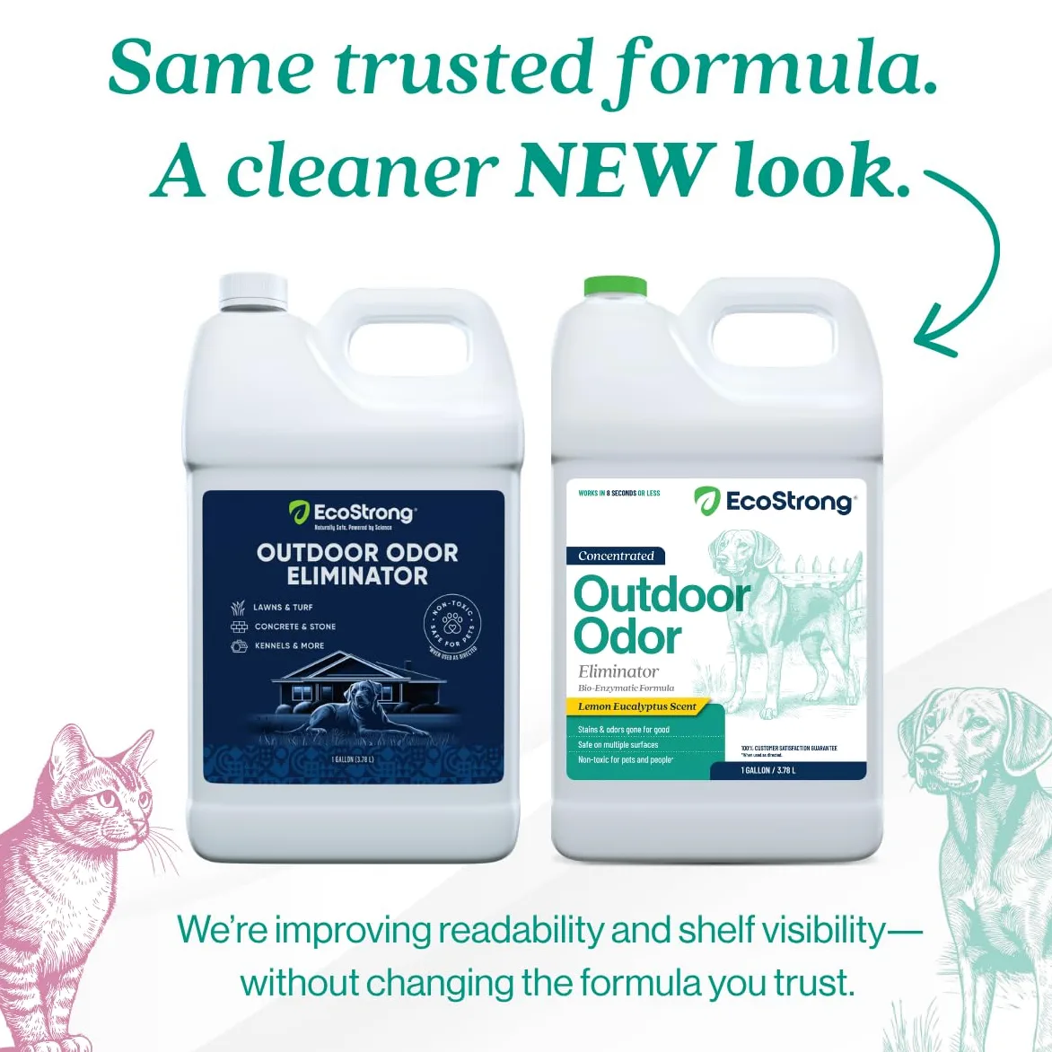 Eco Strong Eliminatore di odori per esterni per cani e urine, potente deodorante per animali domestici, gatti, animali domestici, resistenza professionale per cortile, tappeto erboso, canili, patii