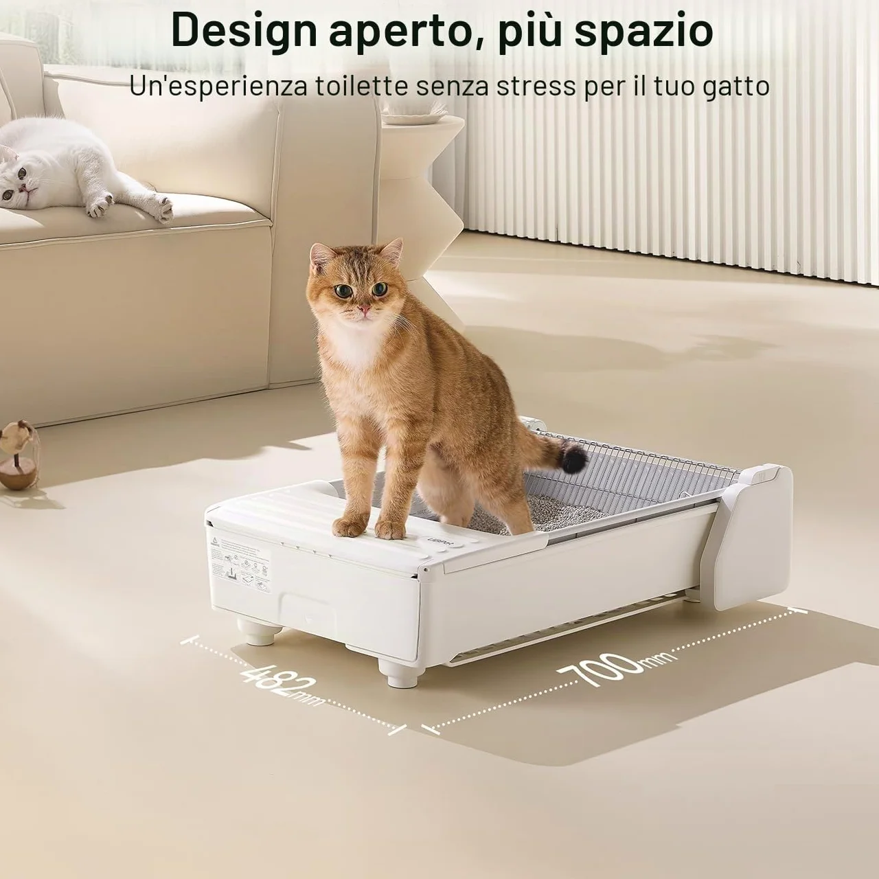 UBPET C31 Lettiera Autopulente per Gatti, Lettiera Aperta Autopulente con Controllo App, Deodorizzatore, Sistema a Doppio Rastrello, Grande Capacità, per Più Gatti