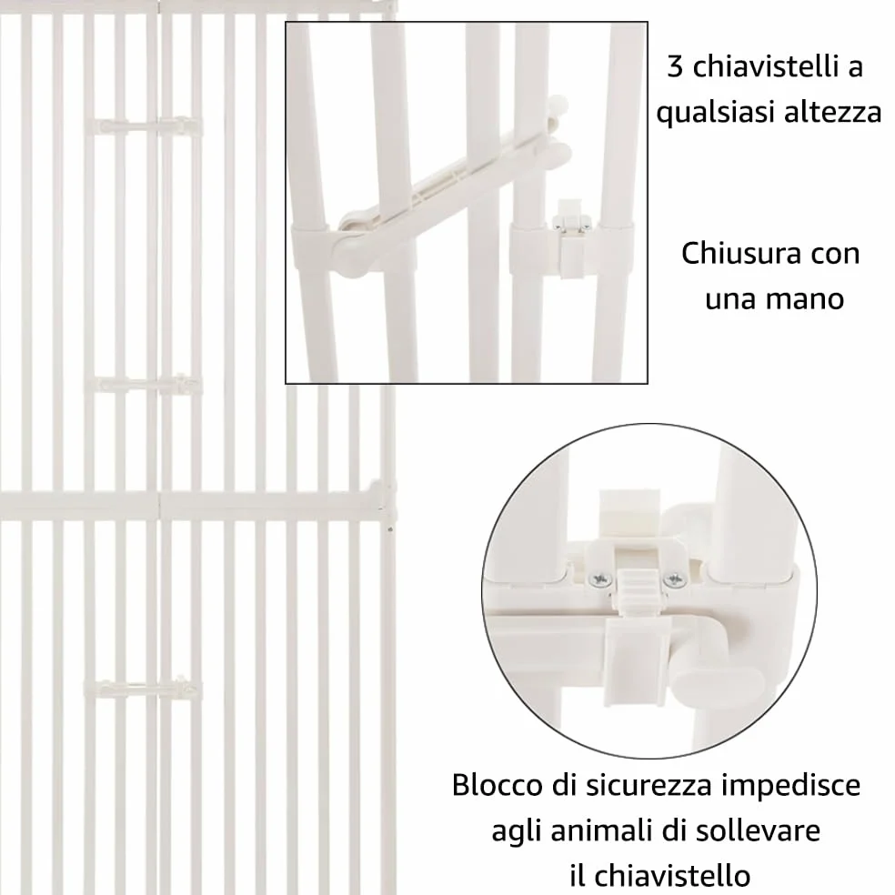 unipaws Griglia extra alta per gatti 190 cm, con porta gatto e serratura della porta, distanza tra le barre strette, altezza regolabile 190 – 250 cm, fissaggio a morsetto senza foratura, per interni