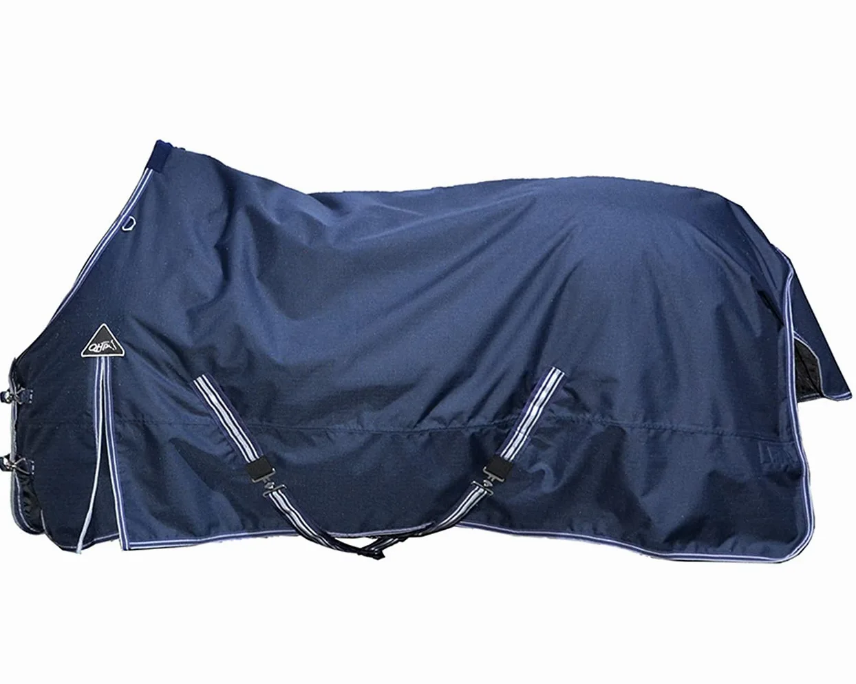 QHP Tournout - Coperta per esterni, 300 g, 600D, impermeabile, con cinghie a croce, colore: Blu marino
