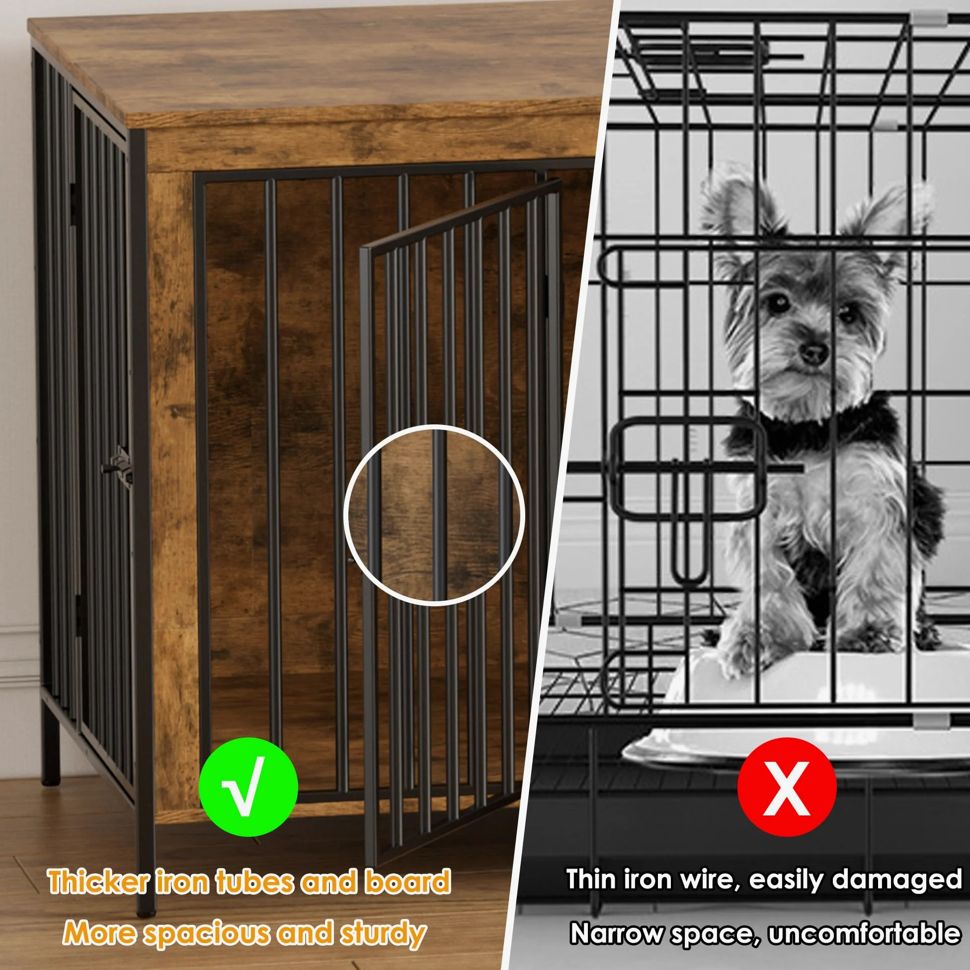 Gabbia per Cani Kennel,200CM Casetta per Cani da Interno,Gabbietta per Animali in Metallo e Legno,Tavolo Supplement,XXL Cuccia Robusta per Dog con Divisorio,Casetta per Animali,4 Porte,Fino a 100KG