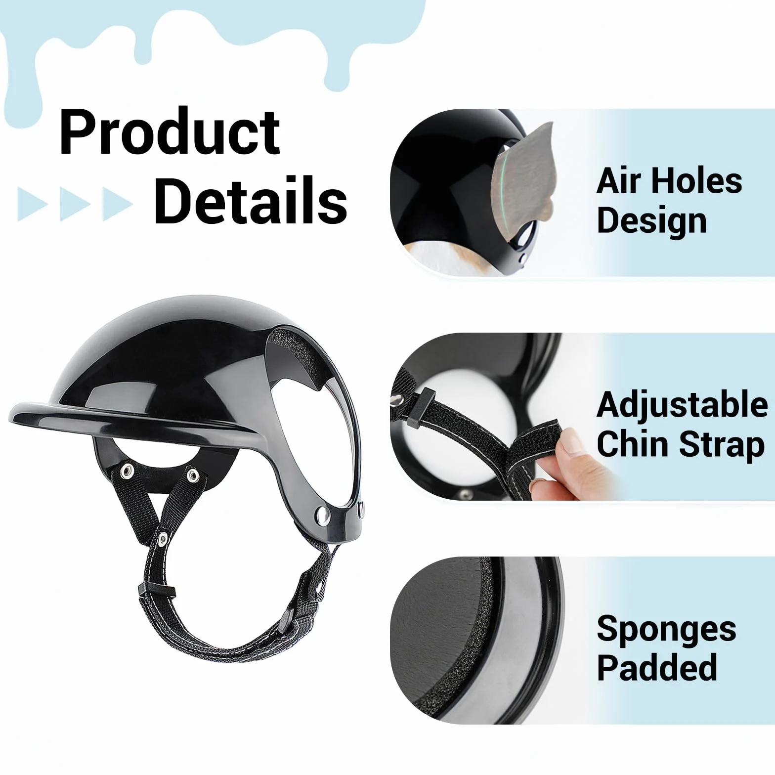 LESYPET Occhiali per cani di piccola taglia con casco, occhiali da sole e casco per guida all'aperto, protezione UV, occhiali da sole per cani di piccola taglia, protezione per gli occhi, rosa e nero