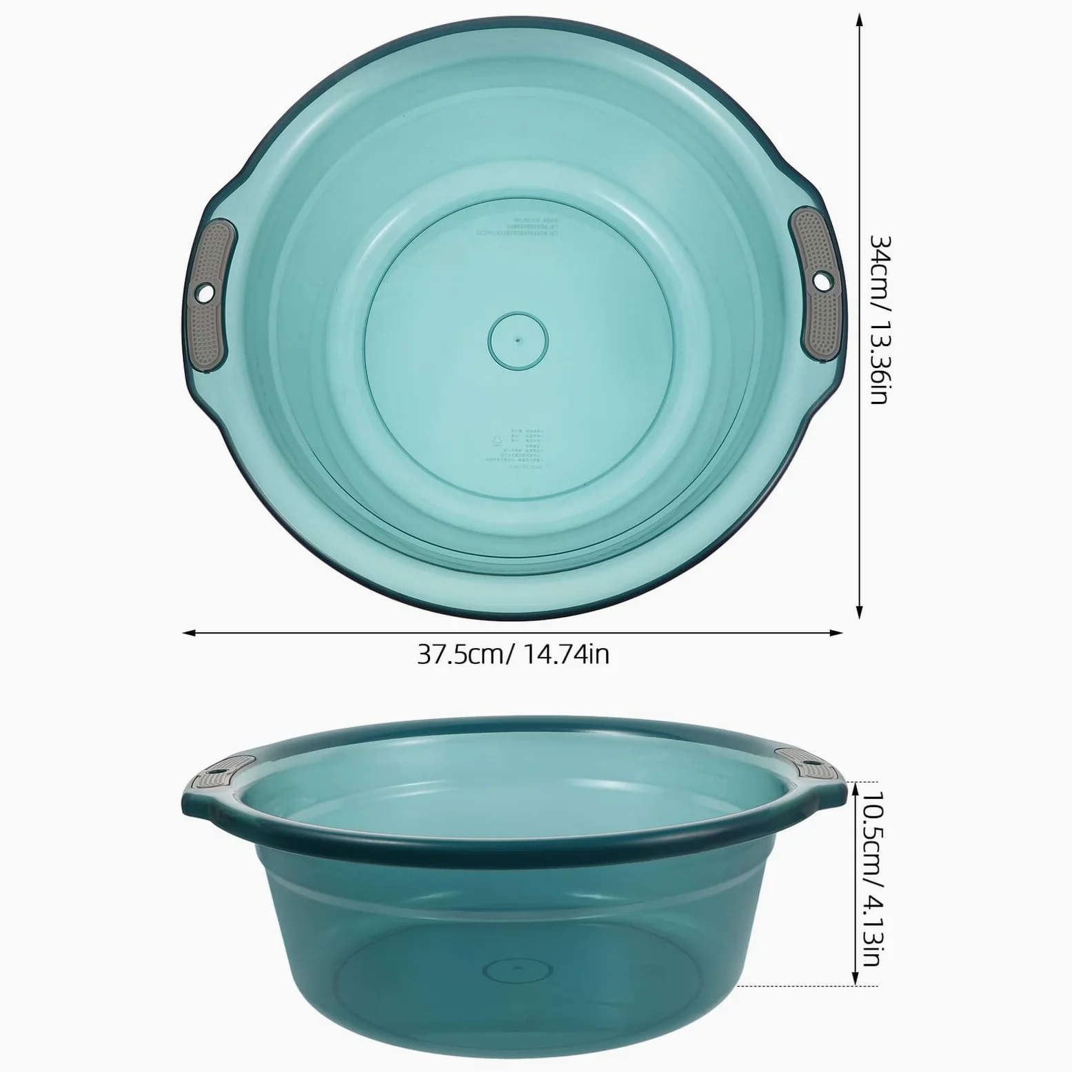 Bacinella con Manici Trasparente Rotonda in Plastica Blu | Capienza Ampia, Presa Sicura e Superficie Antiscivolo, per Lavaggio Mani e Pediluvio Domestico
