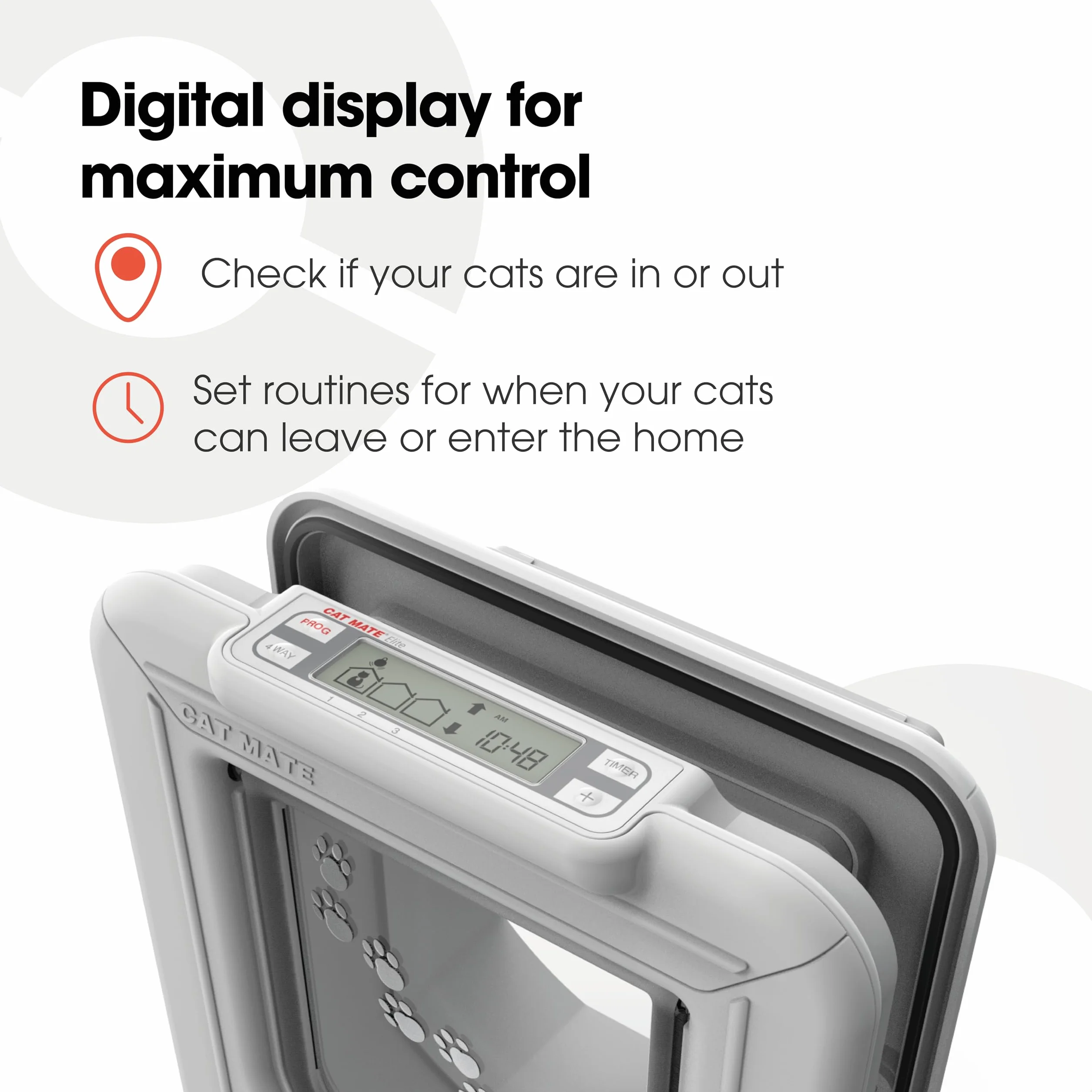 Cat Mate Elite Microchip Cat Flap with Digital Timer & LCD Display