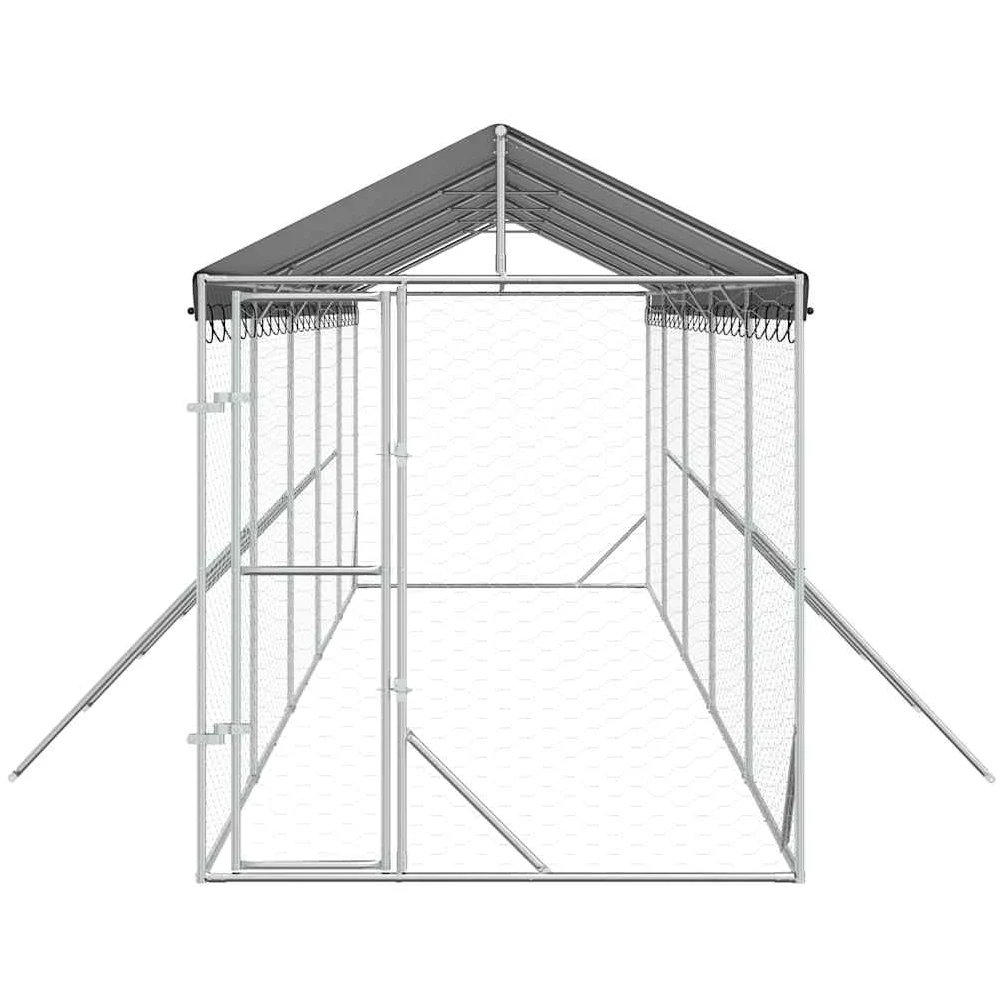 Cuccia esterna in acciaio zincato, 2 x 10 x 2,5 m | Con tettuccio in polietilene, porta con serratura, rete ventilata, per cani e piccoli animali