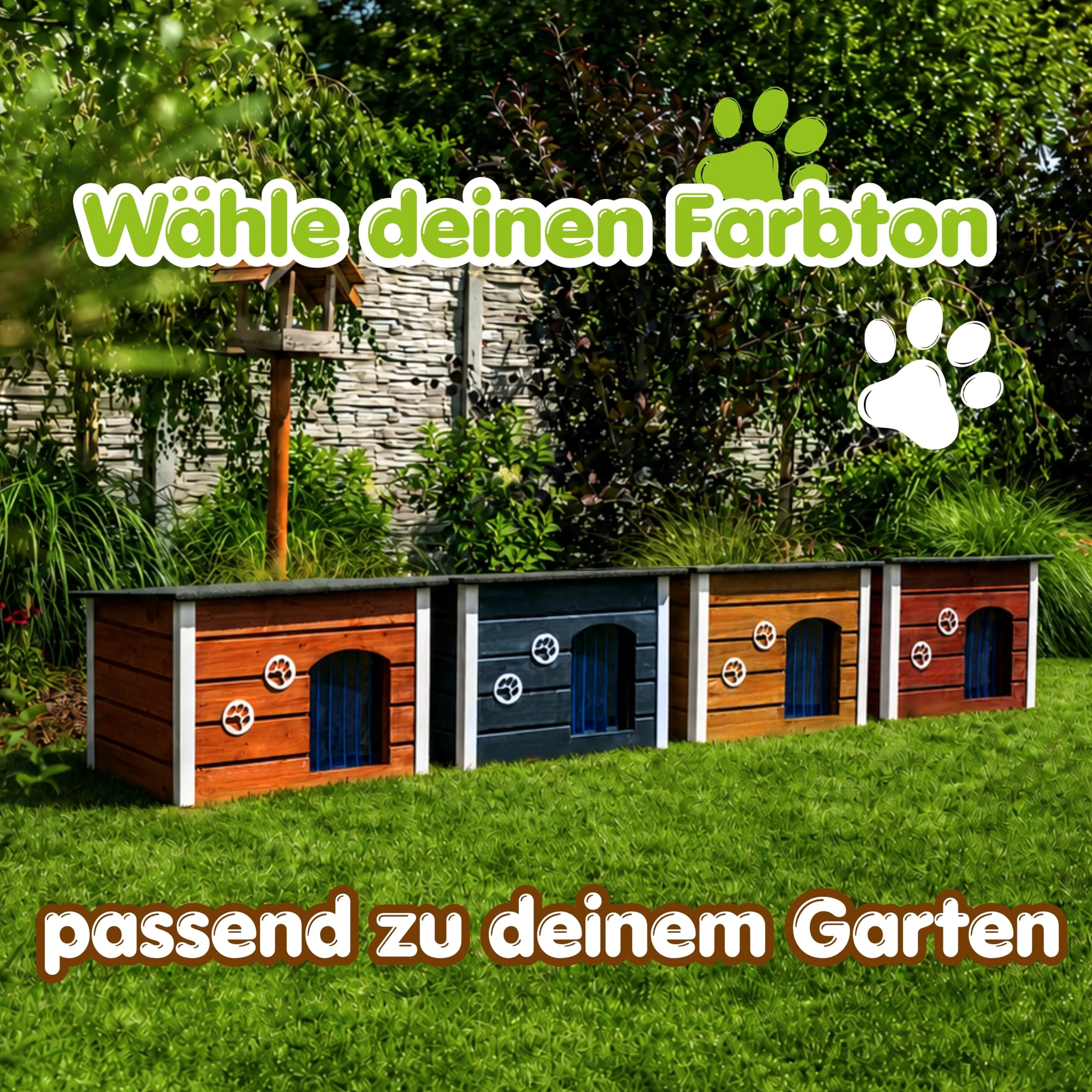 Outentin Cuccia Per Cani Da Esterno Invernale - Casa Per Cani Di Taglia Media Isolata e Impermeabile - Cuccia Per Esterni con Tetto Piatto Apribile - Villa Moderna e Robusta - 76 x 60 x 60 cm - Noce