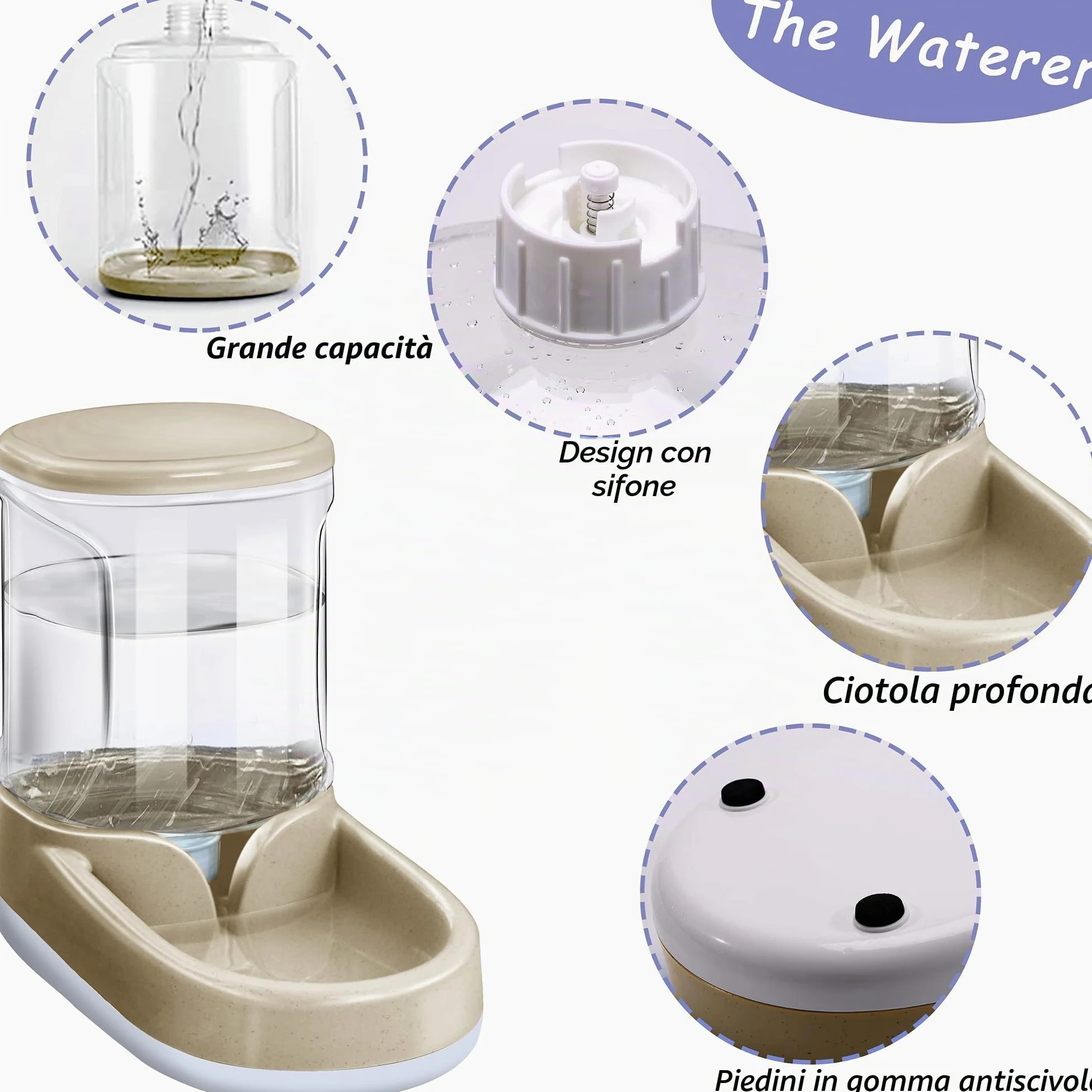Lucky-M Set automatico di alimentazione e abbeveratoio per animali domestici, alimentatore e erogatore di acqua per cani e gatti, 3,8 l