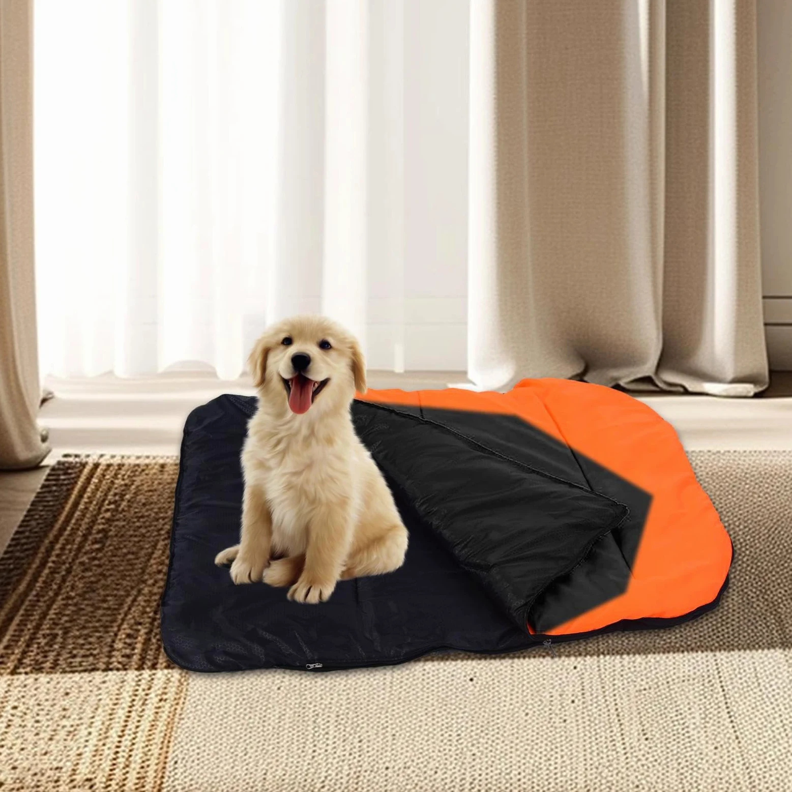 Caldo tappetino per cani ripiegabile, morbido tappetino riscaldato elettrico per cuccioli, sacco a pelo da viaggio all'aperto coperta per cani con cerniera, per viaggi all'aperto e campeggio