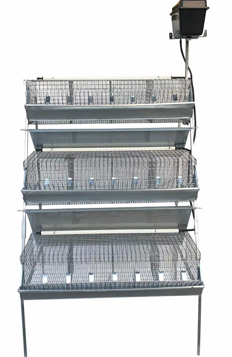 Gabbia B3-100 Plus 3 Piani a Piramide per Ingrasso Conigli. Conigliera con 12 celle. Cm L 105 x P 95 x H 160