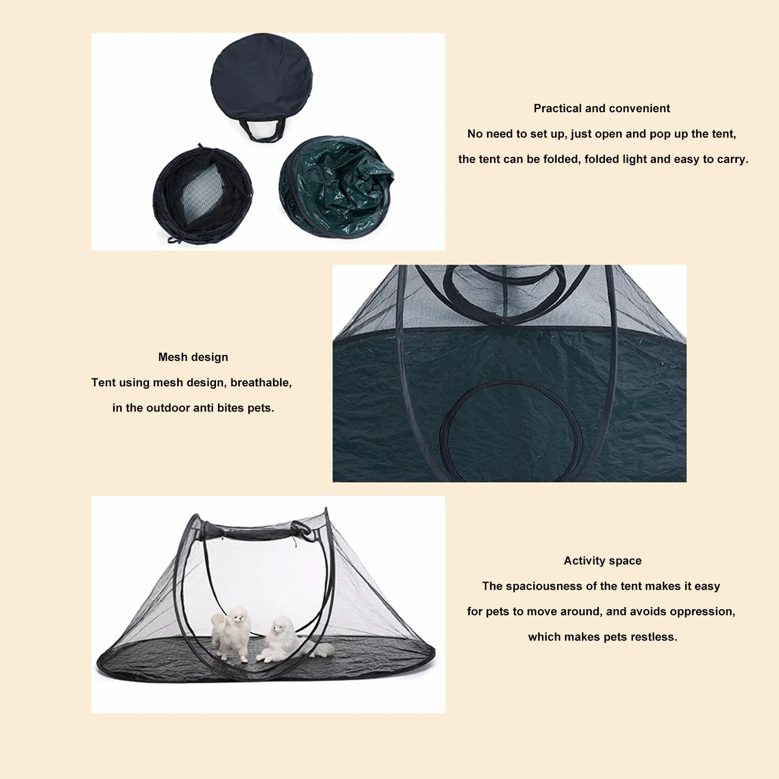 Recinti per Gatti da Esterno, Tenda per Animali Pieghevole Portatile con Tunnel, Tessuto Oxford e Rete, Box Perfetto per Gatti e Piccoli Animali 46,1 X 23,6 X 19,7 Pollici