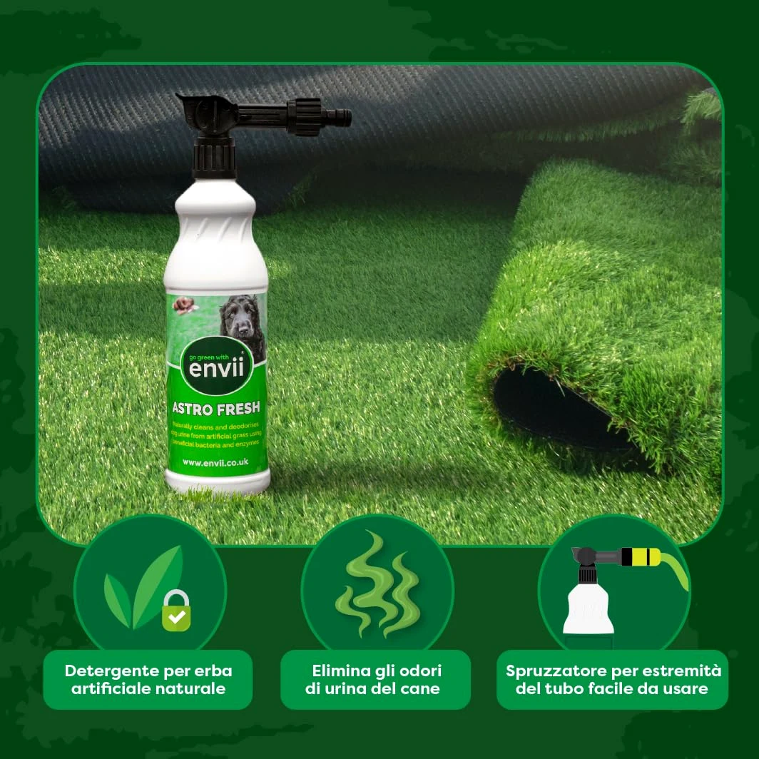 envii Astro Fresh – Detergente Naturale per Prato Sintetico per Urina di Cani e Odori – Senza Sostanze Chimiche, Pronto all’Uso con Spruzzatore da Tubo – Facile da Applicare, 1L Tratta 100m²