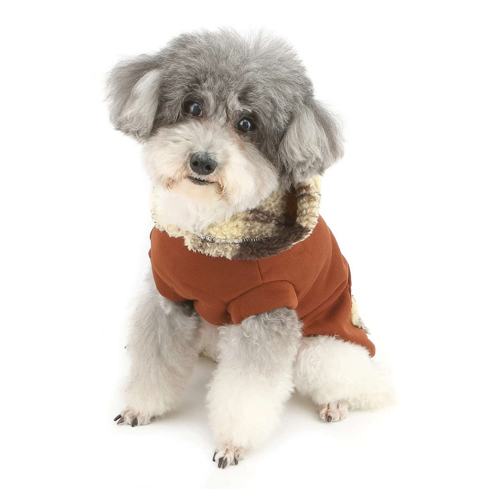 XHYRHTS Maglione in Pile per Cani con Cappuccio Scozzese Fuzzy per Razze XSmall Piccole, Caldo Pullover Senza Maniche con Anello a D e Tasca, Completo Invernale con Cappuccio per Cuccioli Gattini