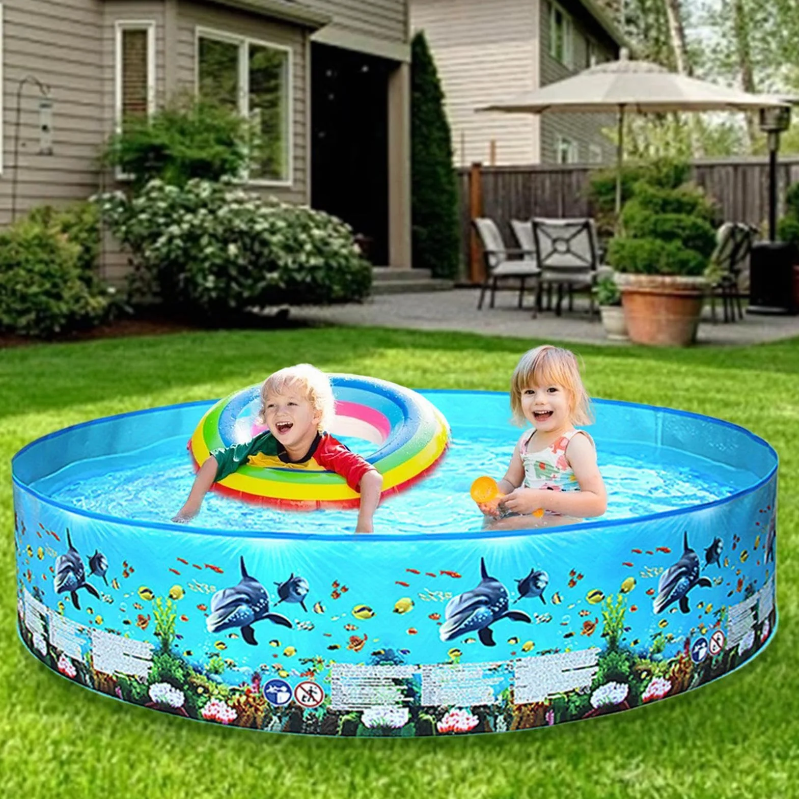 Piscina Rigida Pieghevole Vasca Non Gonfiabile Per Feste E Nuoto All'Aperto | Piscina ad Acqua Pieghevole Per Animali Domestici Bambini Adulti Famiglia Giardino Cortile Terrazza