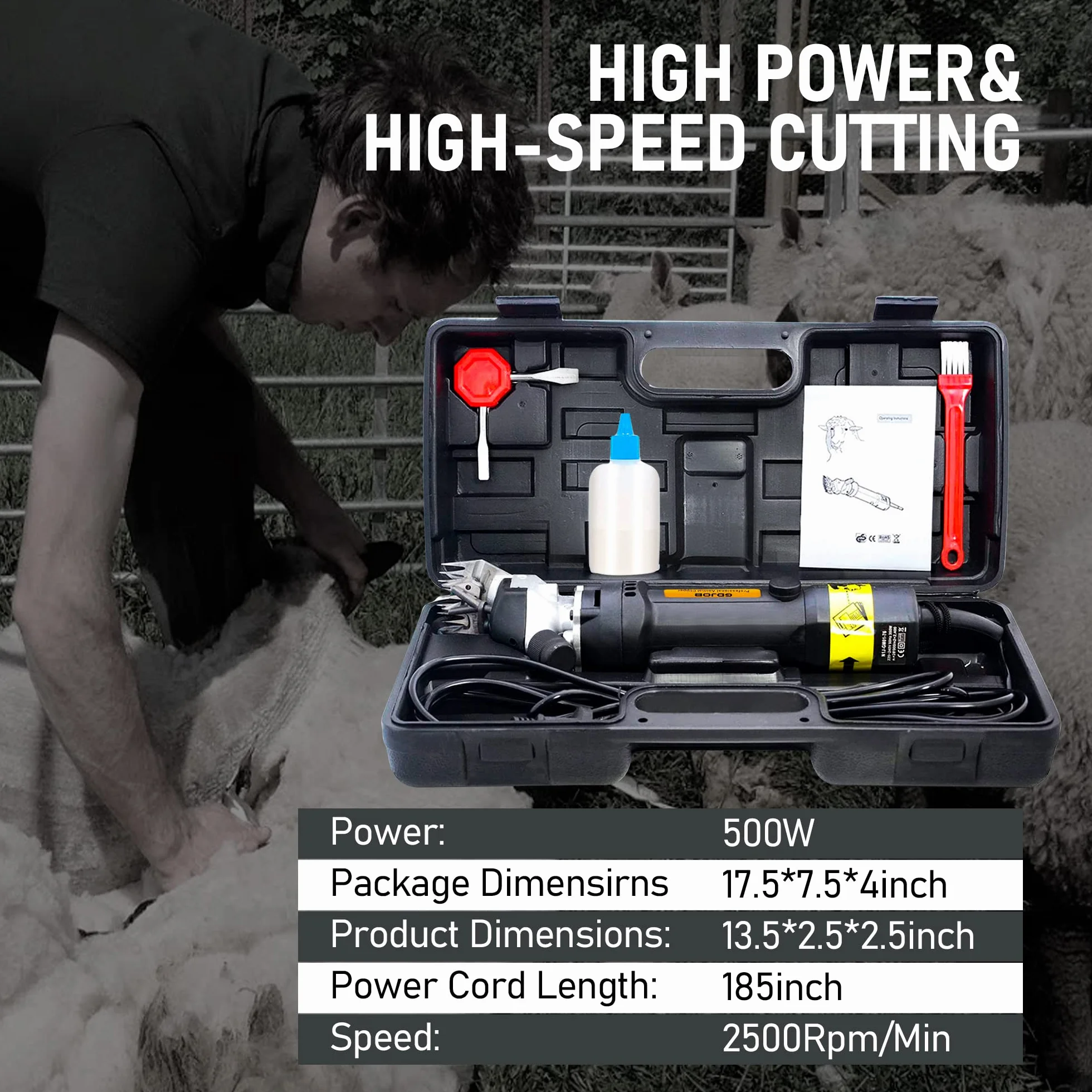 Forbici elettriche, Tosatrici professionali per tosatura delle pecore da 350 W, Forniture per animali da compagnia per la rasatura della lana da pelliccia