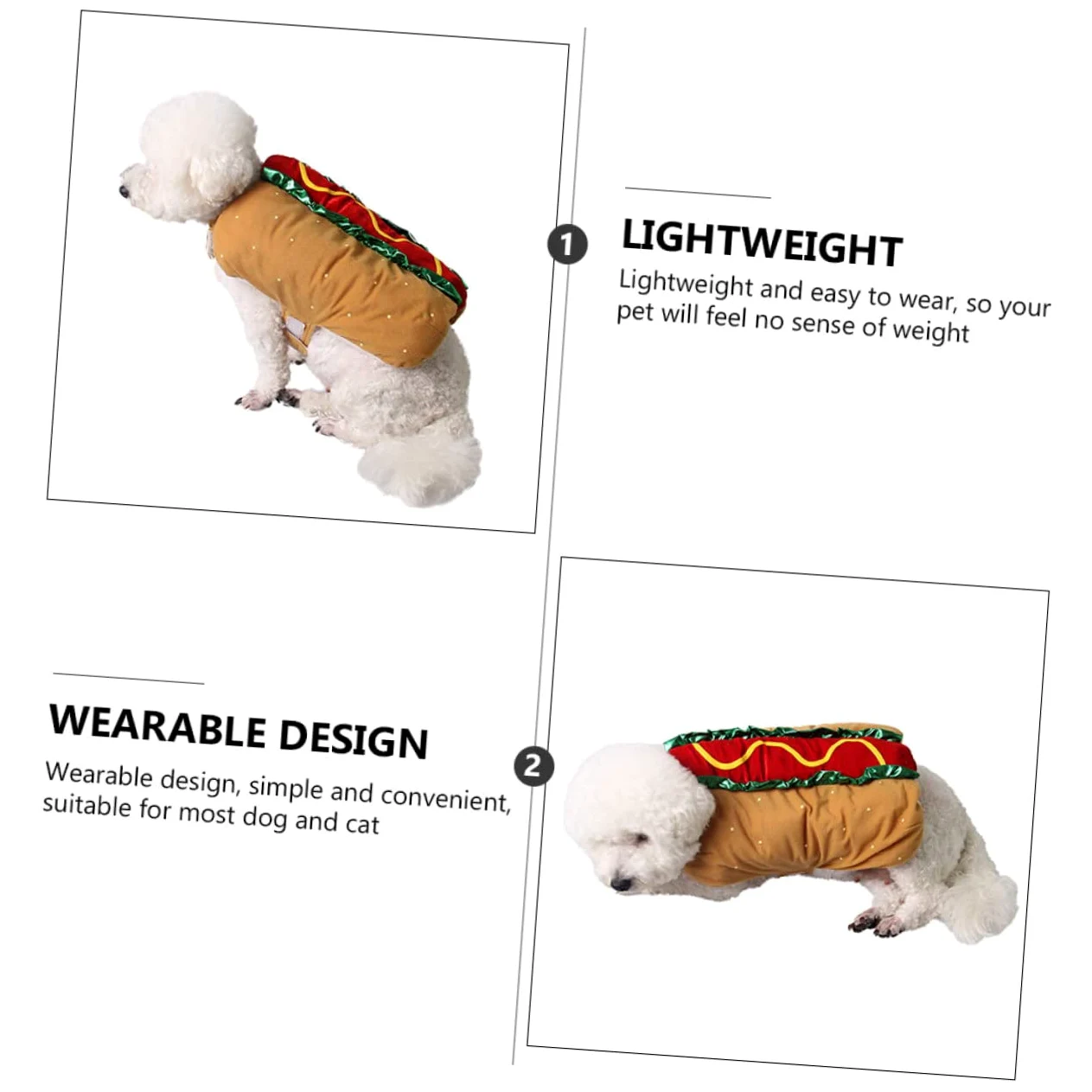 INOOMP Indumento Xxl Per Cani E Gatti Abbigliamento Natalizio Costume Da Hot Dog Per Feste Di Halloween