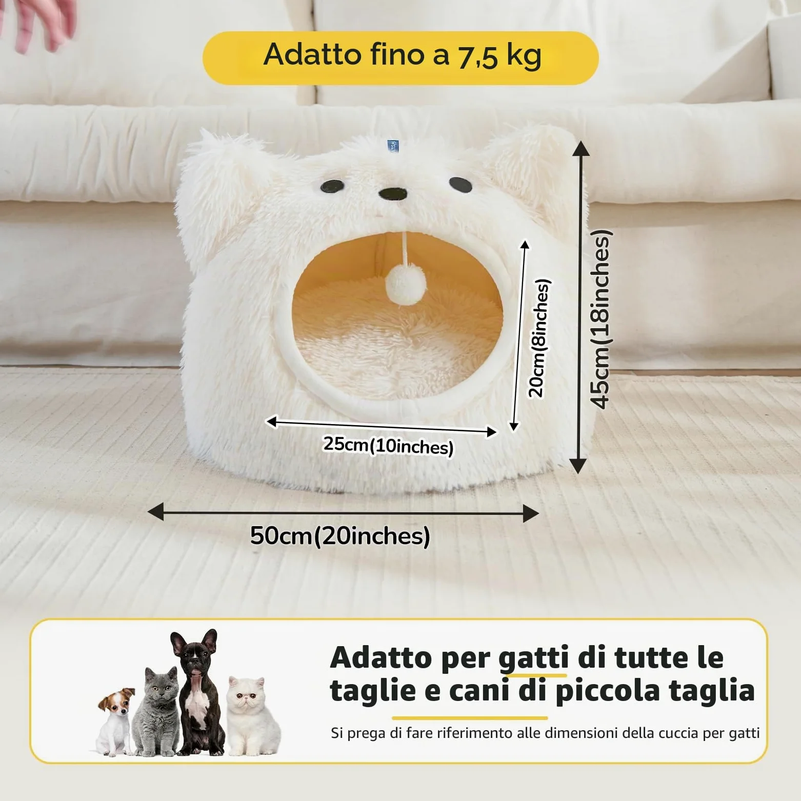 Catism - Lettino per Gatti con Igloo, Cuscino Lavabile per Gatti, Morbido Cuscino per Animali Domestici, Letto Morbido e Soffice per Gattini e Cuccioli