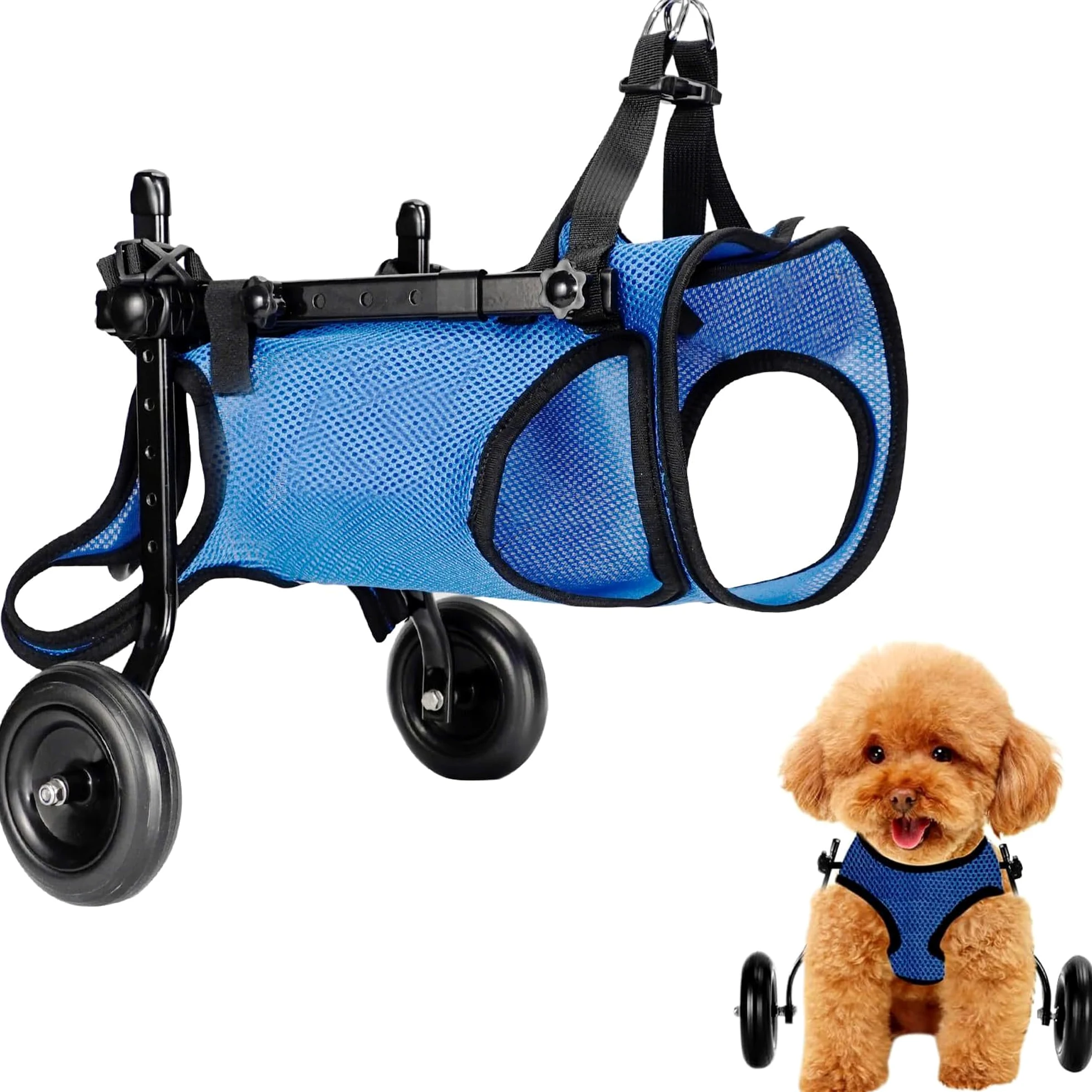 Carrellino per Cani Disabili per Zampe Posteriori, Sedia a Rotelle per Cani Regolabile, Supporto per la Mobilità in Lega di Alluminio Leggera
