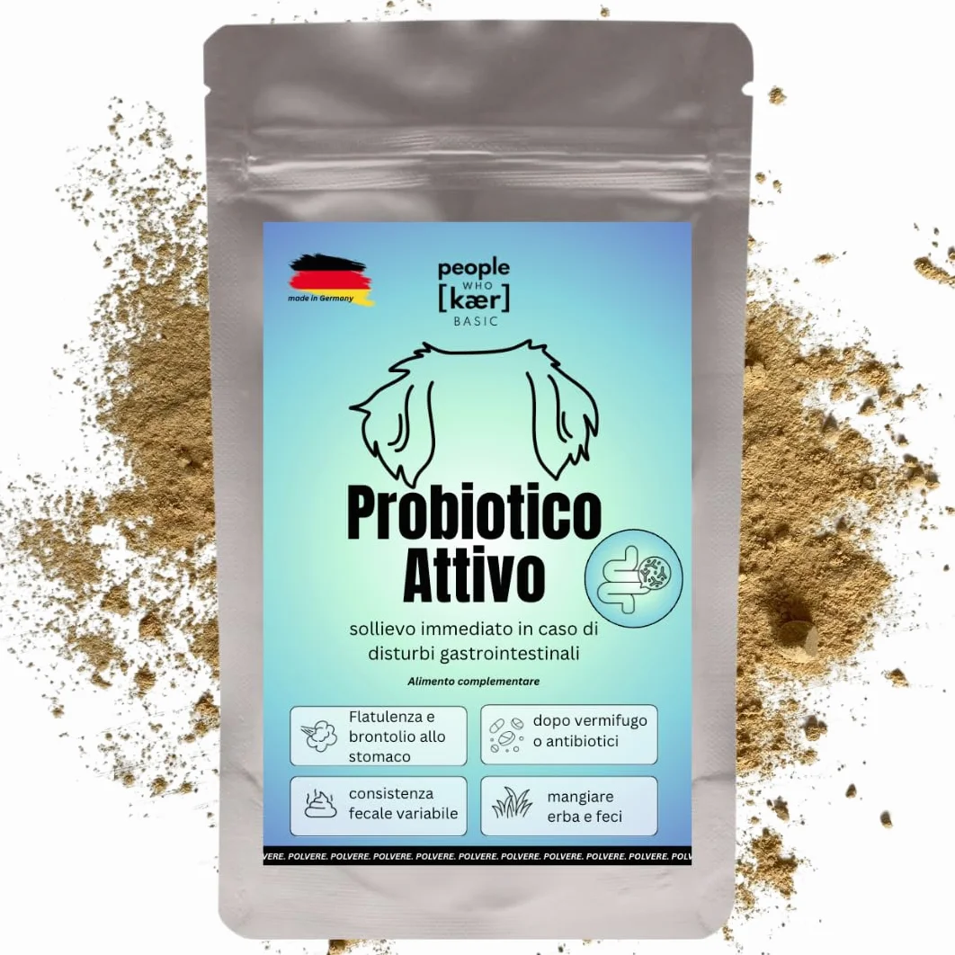 Probiotici per Cani con Batteri Vivi – Fermenti Lattici in Polvere per Flora Intestinale, Disintossicazione intestinale e in caso di diarrea, Gonfiore e Cura Post Antibiotici 500g