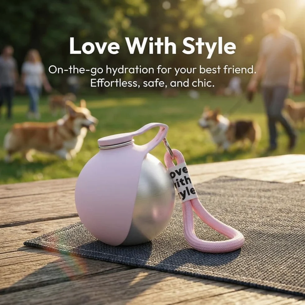 Borraccia Per Cani, Distributore D'Acqua Anti-Goccia Con Ciotola Pieghevole In Silicone, Bottiglia d'Acqua Portatile 2-In-1 Per Cani (1PC rosa)