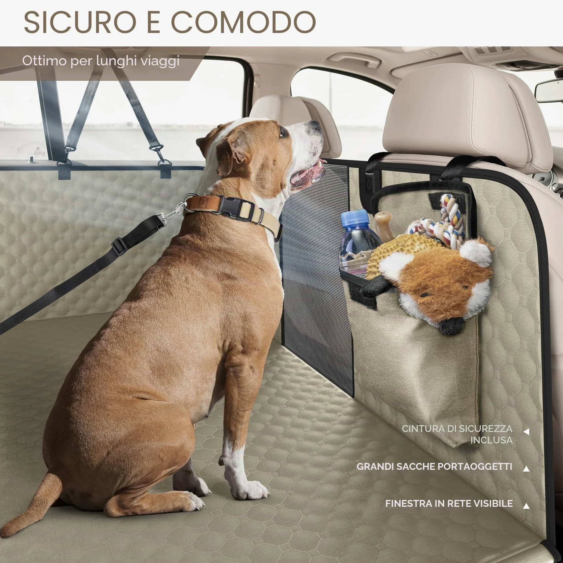 Estensore per sedile posteriore per cani, coprisedile per auto per cani resistente per sedile posteriore e masticatore aggressivo, grande copertura per sedile auto con fondo rigido per cani, amaca per