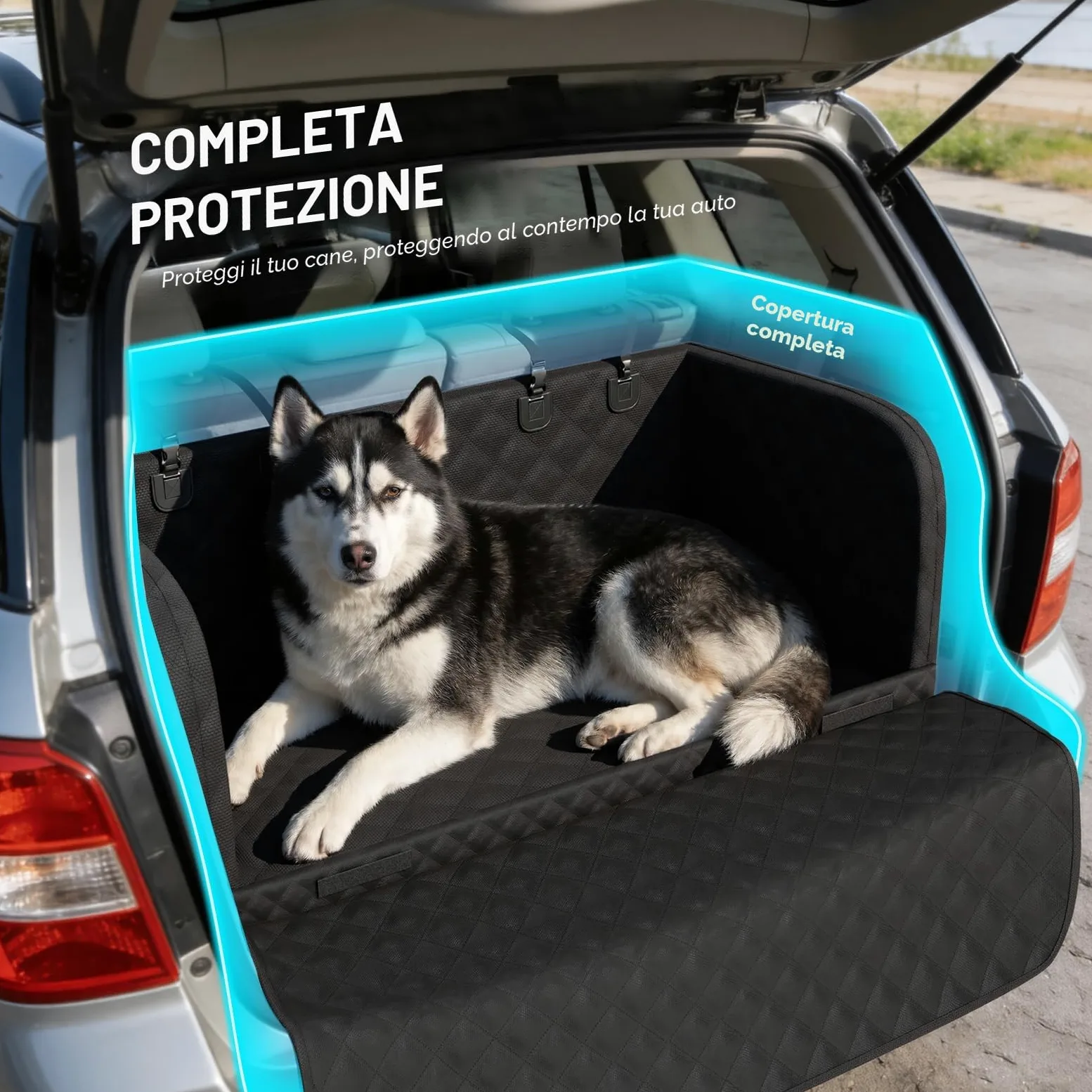 Pecute Telo Auto per Cani Protezione Bagagliaio Copertura, Protezione anticollisione in spugna, Telo Cane Auto Bagagliaio per SUV