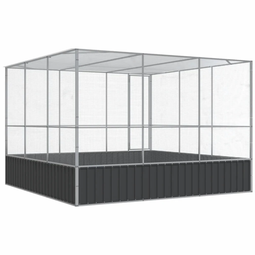 Festnight Voliera Argento 311x307x212 cm in Acciaio, Voliera per Uccelli da Esterno, Gabbia per Uccelli, Gabbia Pappagalli, Gabbietta Uccellini