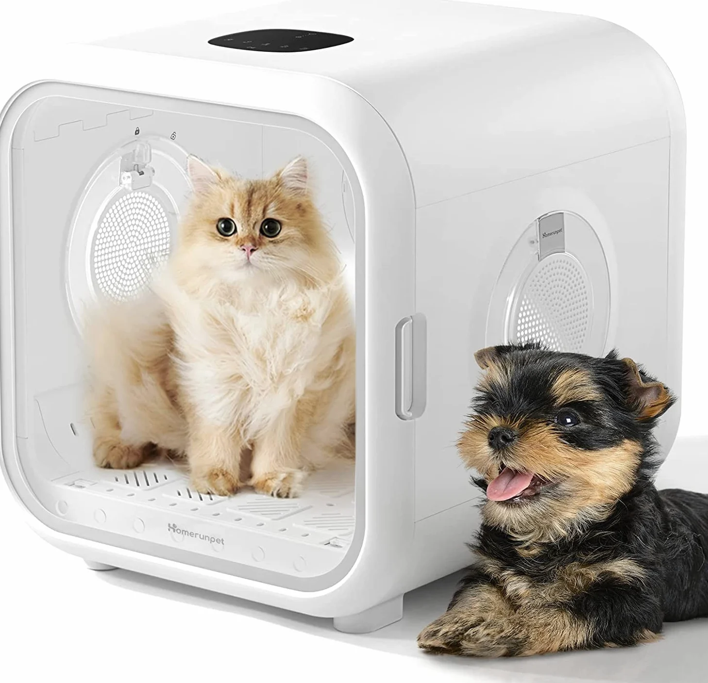HomeRunPet Scatola Asciuga per Gatti e Cani di Piccola Taglia, 360° Efficiente Asciugatrice Automatica e Silenziosa con Controllo Intelligente della Temperatura (50L Drybo Plus Phon per Cani)