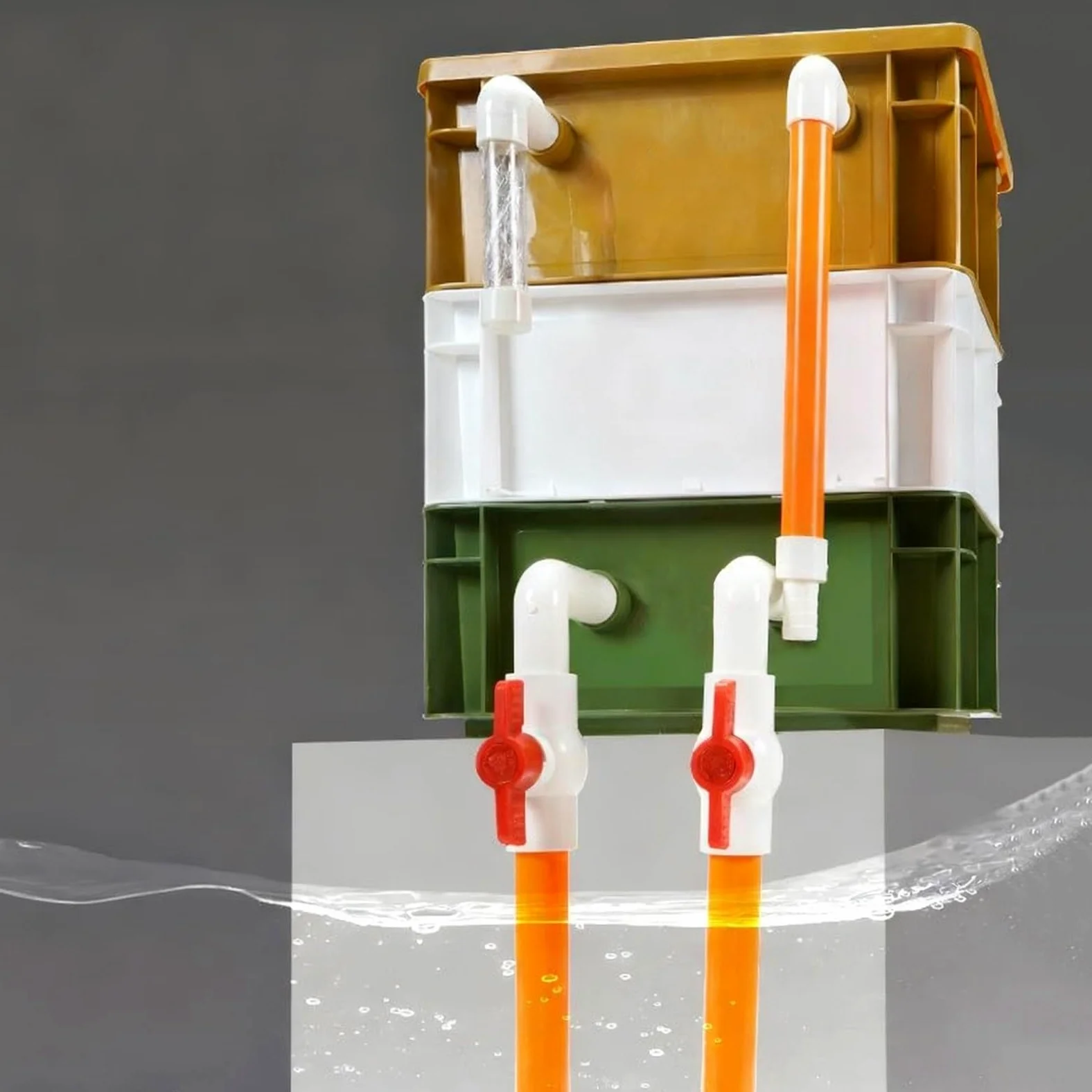 Filtro per acquario a 3 strati con flusso regolabile, sistema di filtraggio ad alto fatturato per stagni Koi e acquari