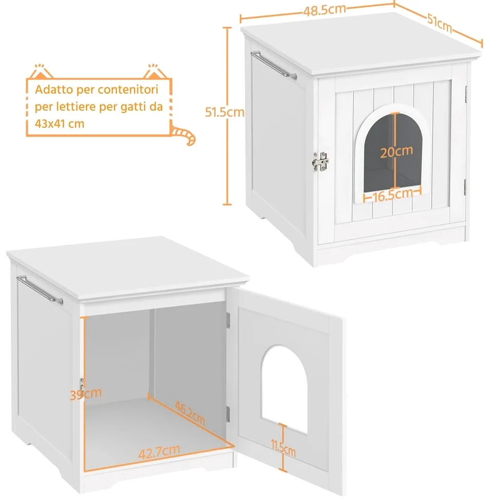 Yaheetech Casetta per Gatti Cuccia per Animali Domestici in Legno da Giardino Cuccia per Gatto Mobile Lettiera Multiuso Armadietto Nido per Gatti Cani 48,5 x 51 x 51,5 cm