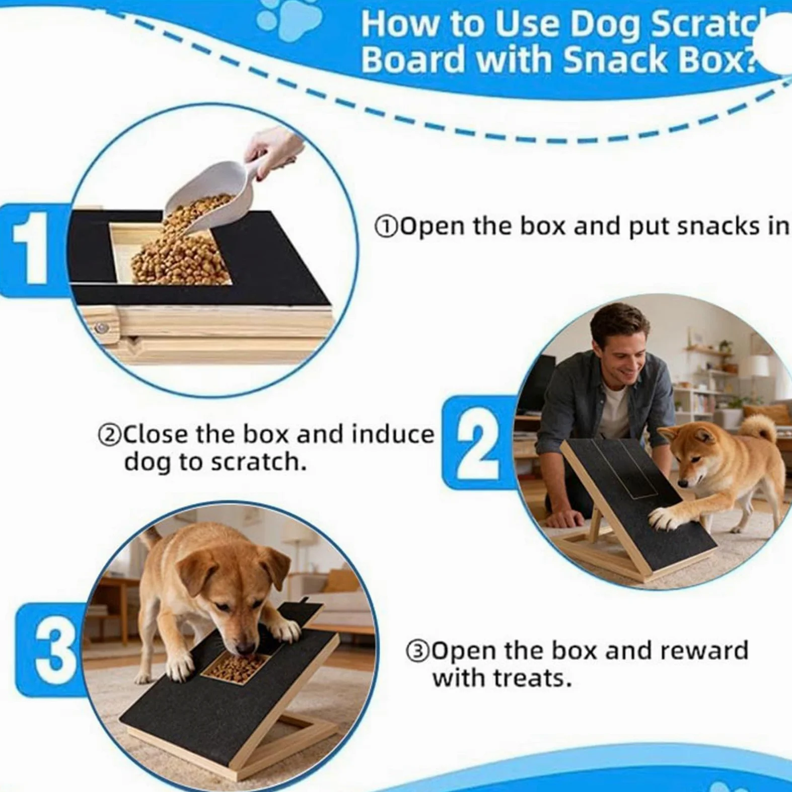 Tavola per Limare Unghie Cane con Dispenser di Snack in Legno | Cuscinetto Limatura Unghie per Cani per Cuccioli e Cani Piccoli Grandi per Interni Esterni Balcone Casa Protezione Mobili