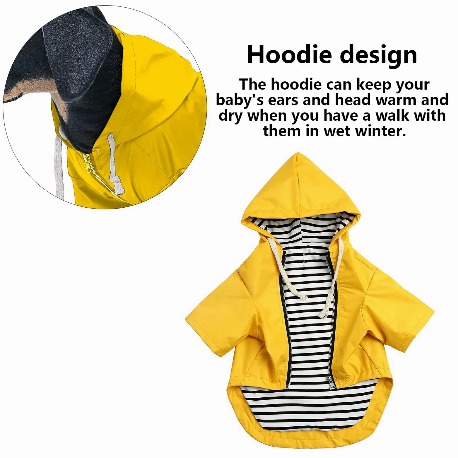 Impermeabile per Cani con Cappuccio, Impermeabile/Pioggia, Coulisse Regolabile, Design Tascabile, Elegante Impermeabile per Cani di Alta qualità (Yellow XS (Pack of 1))