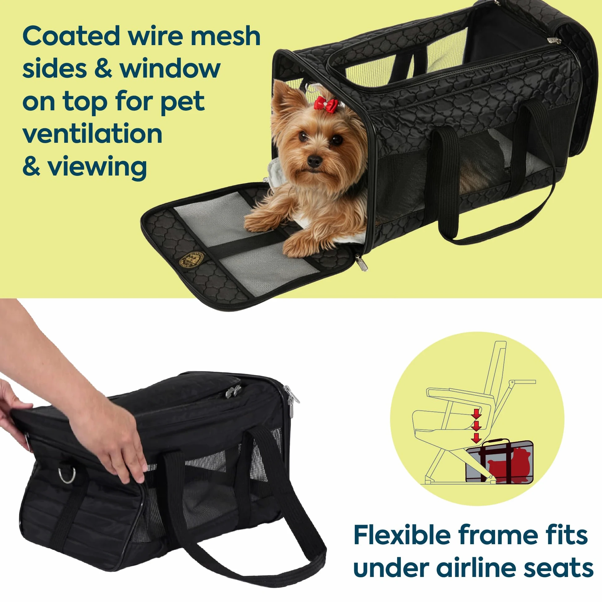 Sherpa Original Deluxe Airline Approvato Pet Carrier - Griglia Nera Grande
