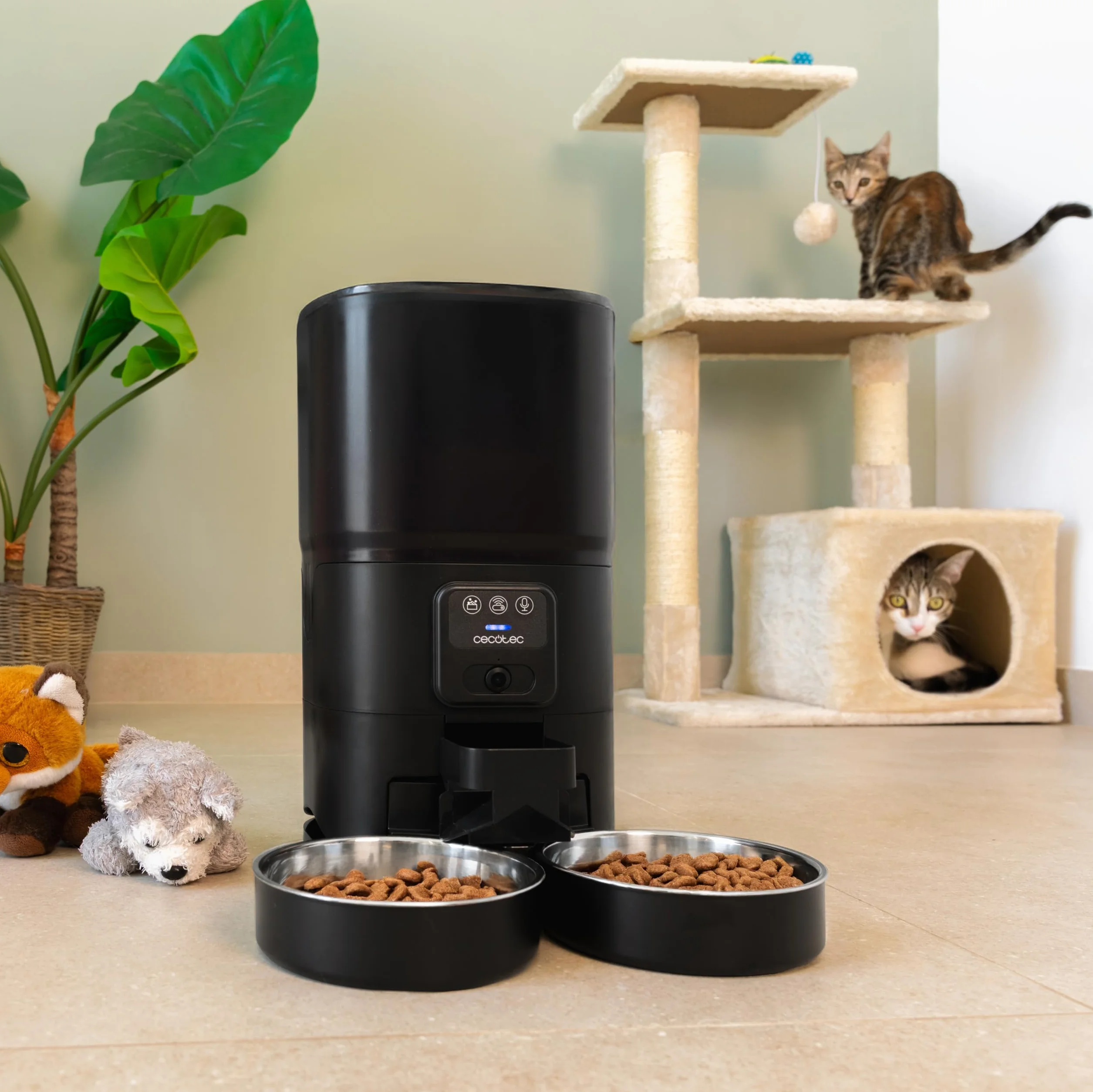 Cecotec Mangiatoia automatica per animali domestici con controllo WiFi, fotocamera e registratore vocale Pumba 8600 Double Meal Vision. 7L, programmabile, controllo delle porzioni, doppia ciotola in