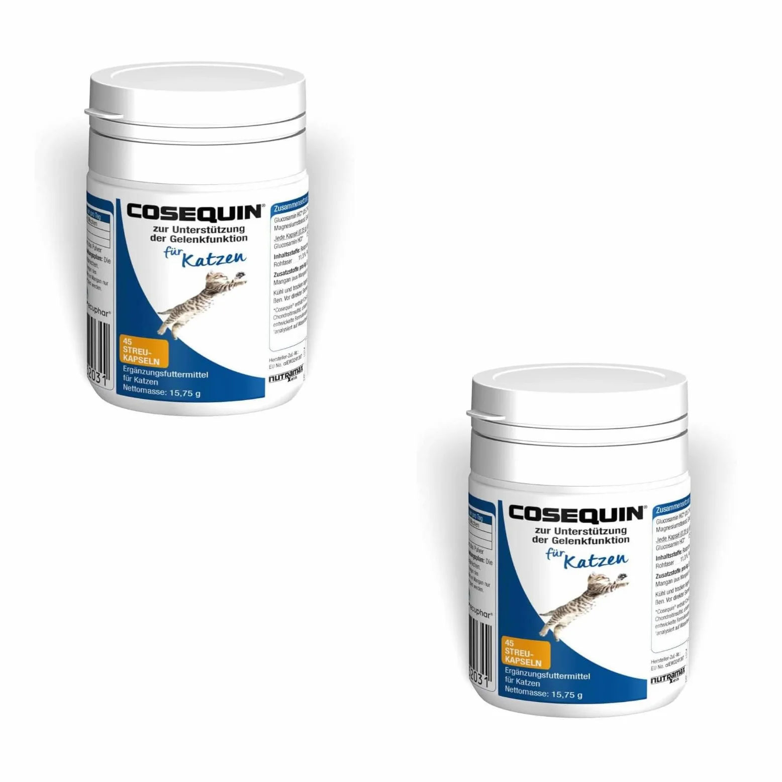 Ecuphar Cosequin Gatto | Confezione Doppia | 2 x 45 capsule | Integratore alimentare per gatti | Per supportare articolazioni, cartilagine e tendini | Contiene glucosamina e condroitina
