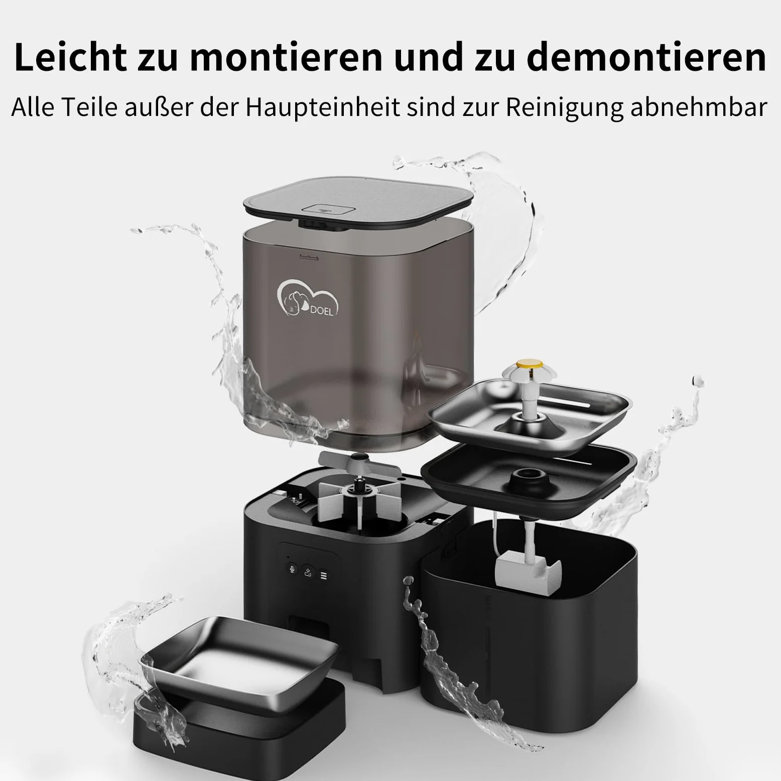 DOEL 2-in-1 automatic feeder and water dispenser for cats, large-capacity 6-liter dry food dispenser + 2.5-liter water dispenser with app control, voice recording, timed feeding
