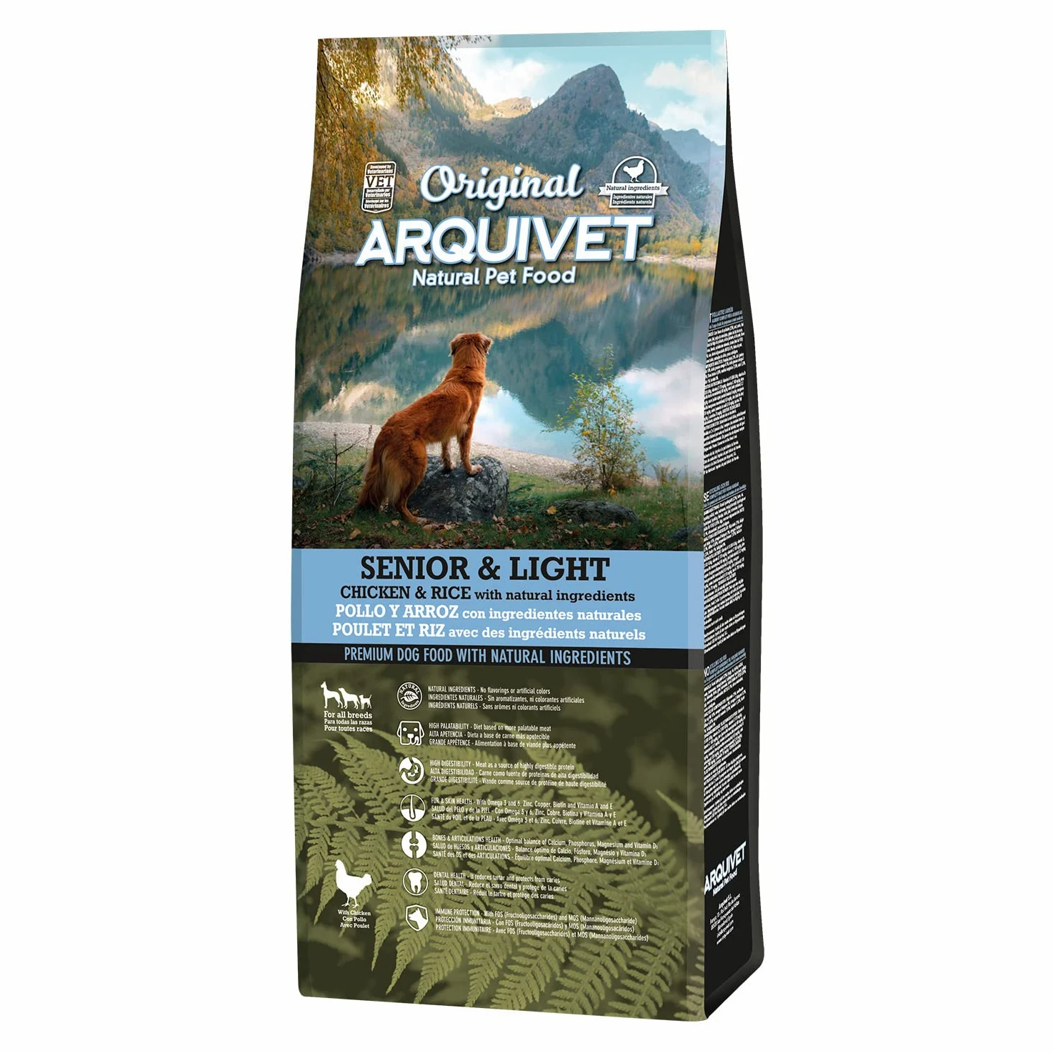 ARQUIVET Original - Senior & Light - Pollo e riso - 12 kg - Crocchette per cani anziani di pollo e riso - alimento secco per cani - tutte le razze - ingredienti naturali