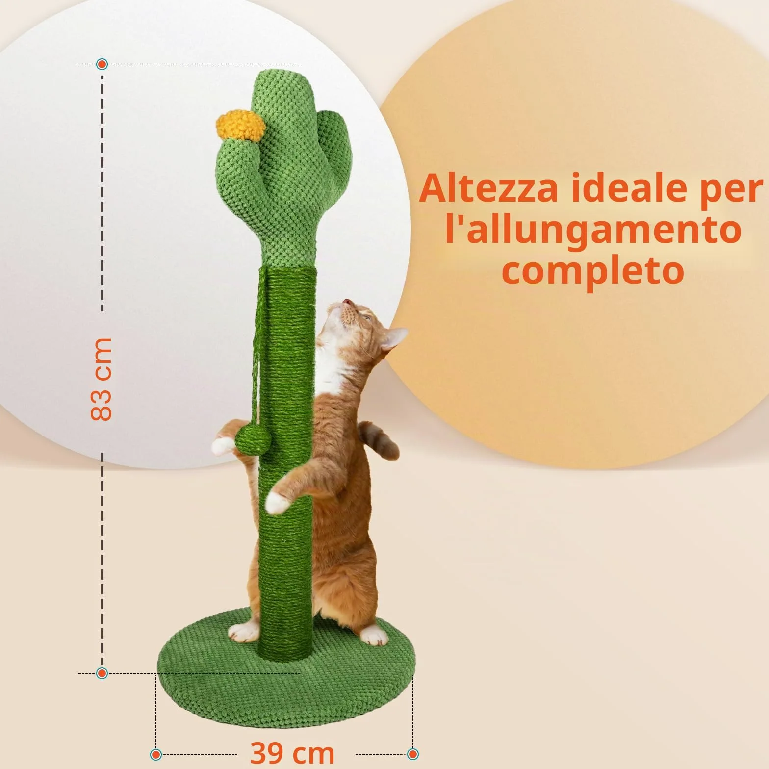 Mora Pets Tiragraffi per Gatti Cactus 83 cm Colonne Tiragraffi Albero per Gatti Adulti Palo in Naturali Sisal