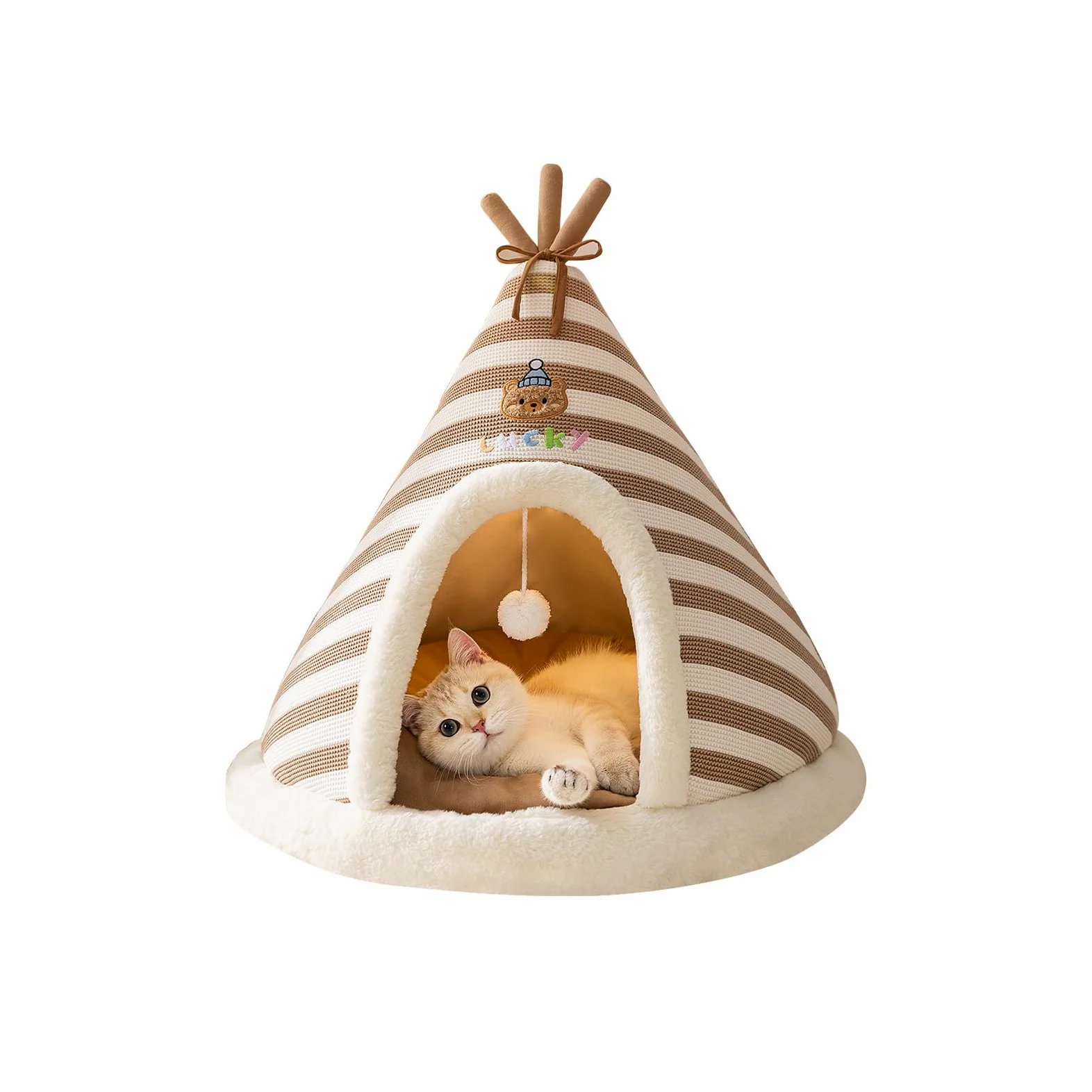 Galatée Cuccia Per Gatti, Graziosa Cuccia Per Gatti e Cani a Forma Di Igloo Con Cuscino Rimovibile, Comoda Tenda Triangolare Per Animali Domestici, Caldo Nido Per Animali Domestici(XL, Marrone)