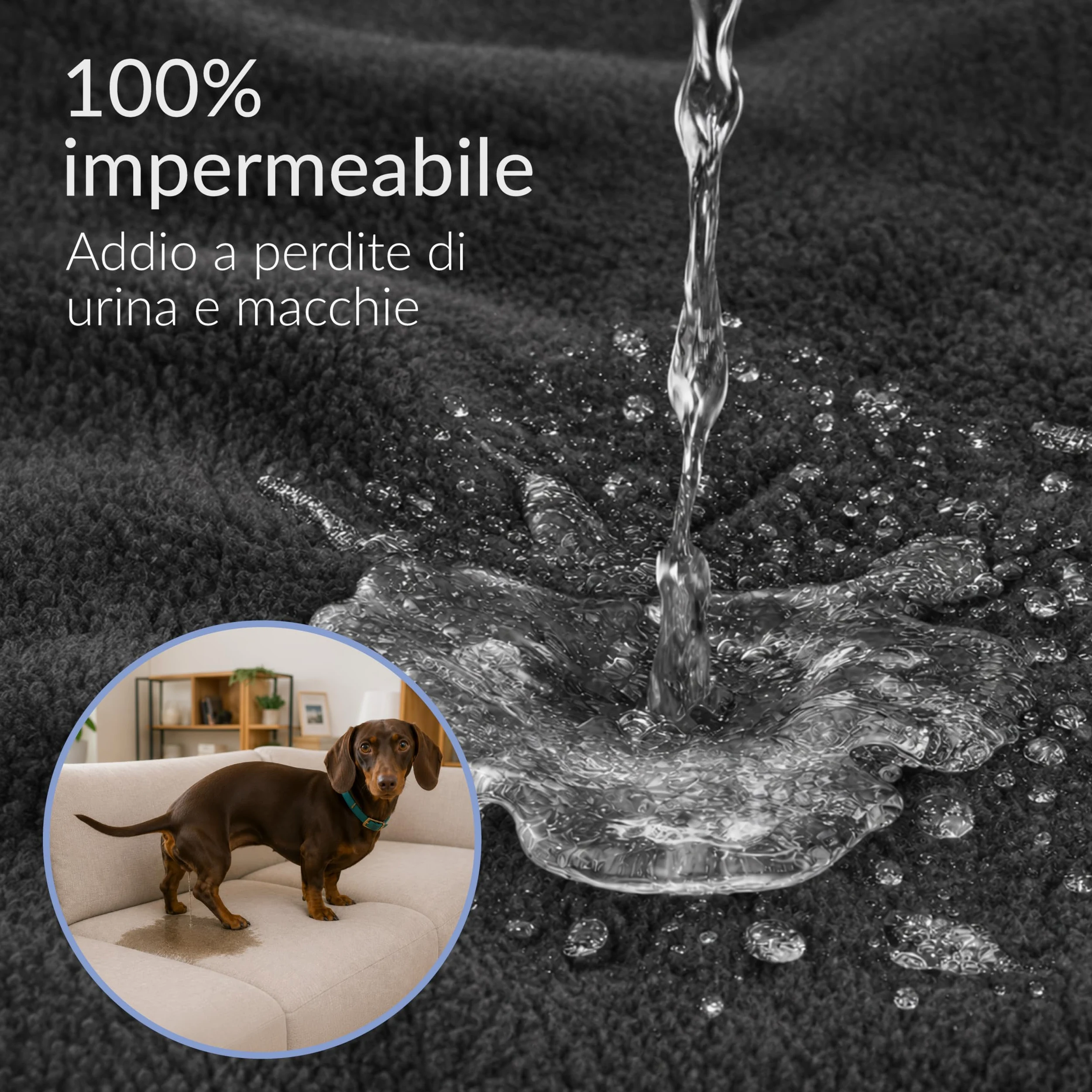 Twinzen Coperta Impermeabile per Cani 127x152 cm Grigio Scuro - Copridivano e Copriletto Reversibile in Pile Sherpa - Telo Impermeabile per Letto o Divano Lavabile