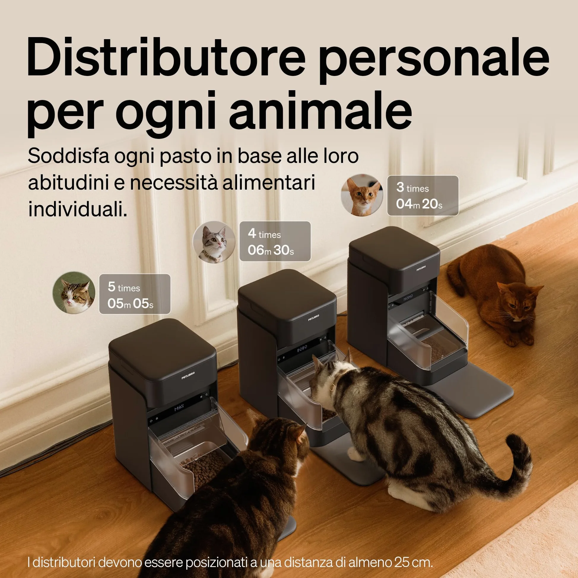 PETLIBRO Distributore automatico di cibo per gatti RFID 5G Wi-Fi, distributore automatico di cibo per gatti con sensore Collar, distributore automatico per gatti con app, 1-10 pasti, 3L, nero