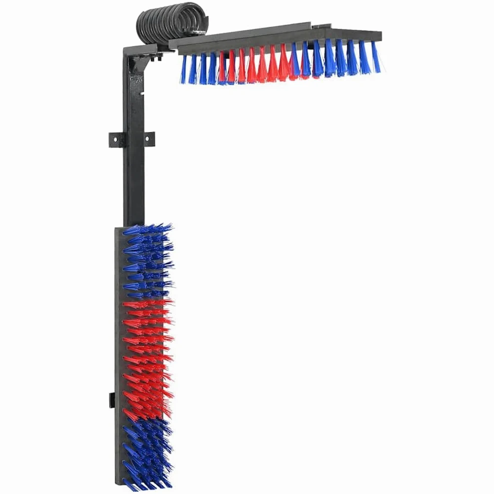 vidaXL Spazzole per il bestiame Rosso e Blu 84 x 10 x 91 cm PVC, Sistema di Spazzole per Bestiame, Montaggio a Parete Robusto, Strumenti di Grooming per Animali