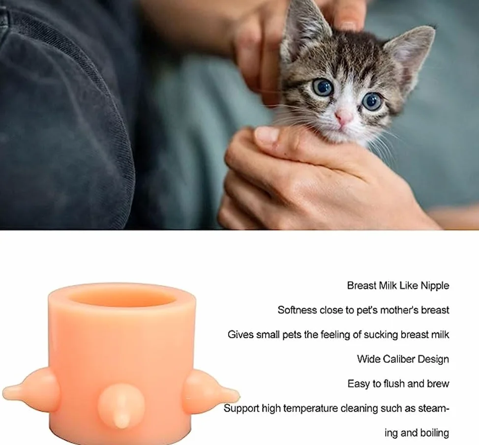 HEXEH Biberon for Cuccioli, Mangiatoie for Cuccioli for più Cuccioli, Ciotola for Latte for Cuccioli, 5 Capezzoli in Silicone for Cuccioli, Ciotola for Gattini, Cuccioli, capacità 350 Ml